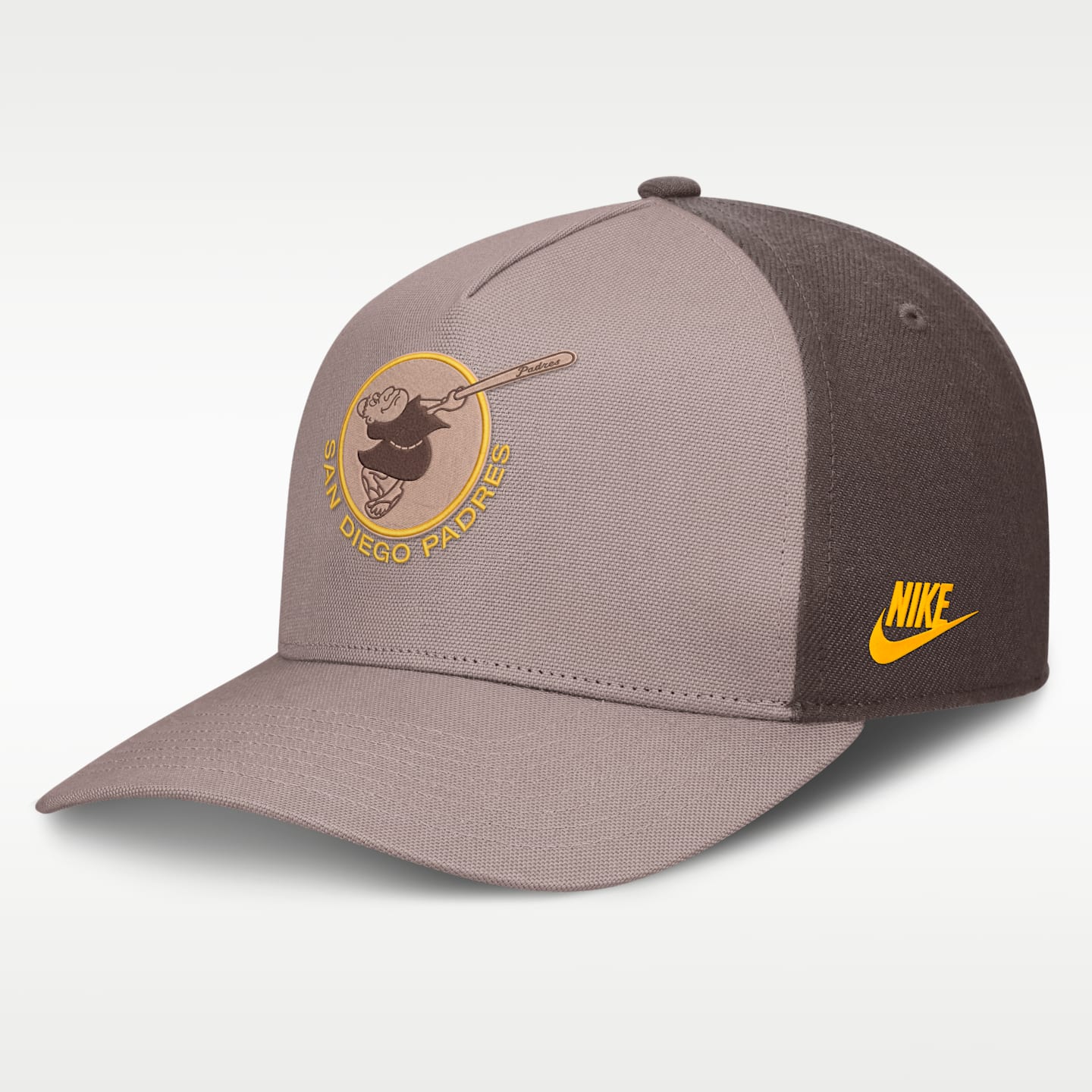 Мужская кепка Nike San Diego Padres Cooperstown Rise MLB A-Frame Adjustable Hat, цвет: Коричневый — фото 1
