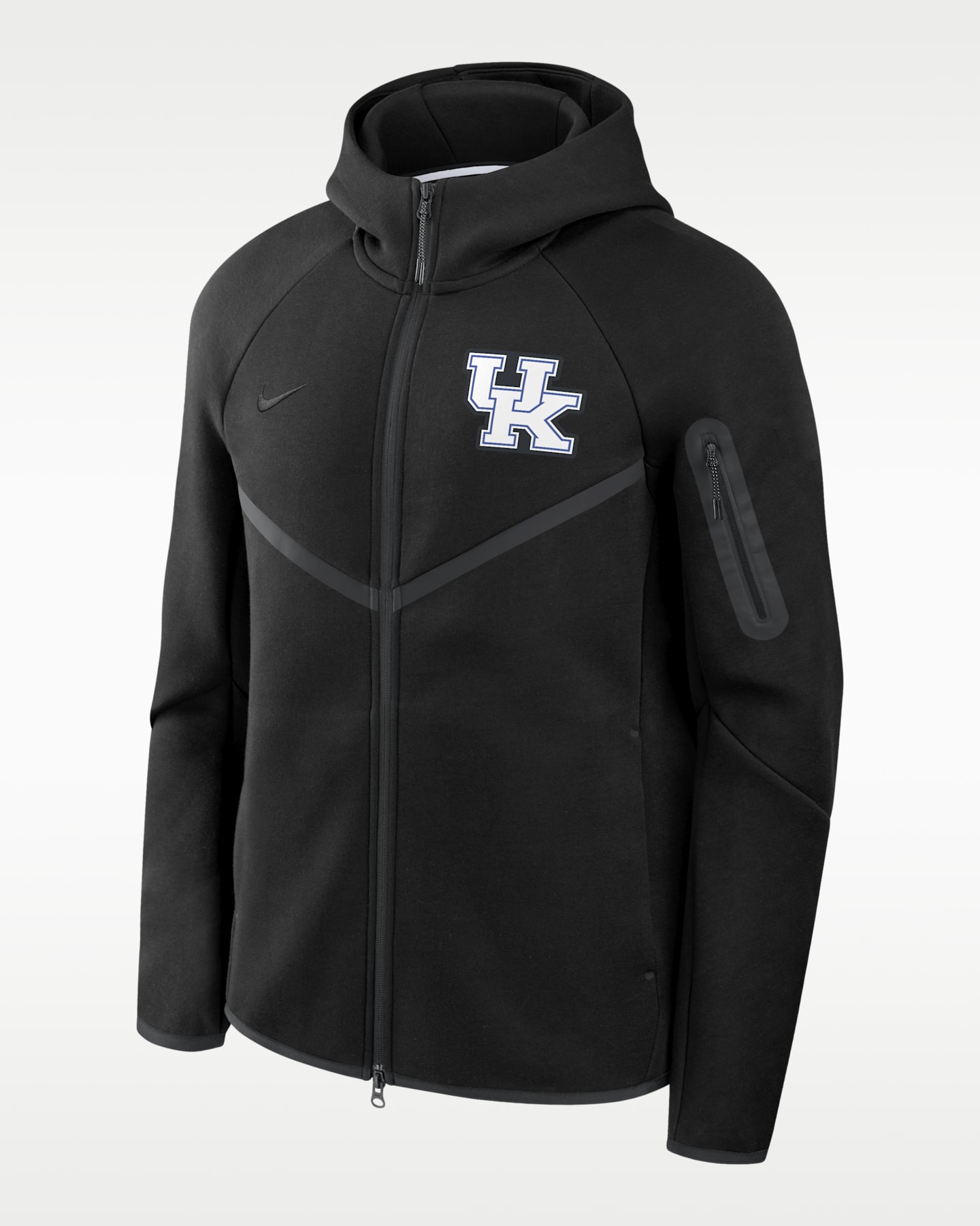 Мужская куртка Nike College Kentucky Tech Fleece Windrunner с капюшоном на молнии, цвет: Чёрный — фото 3
