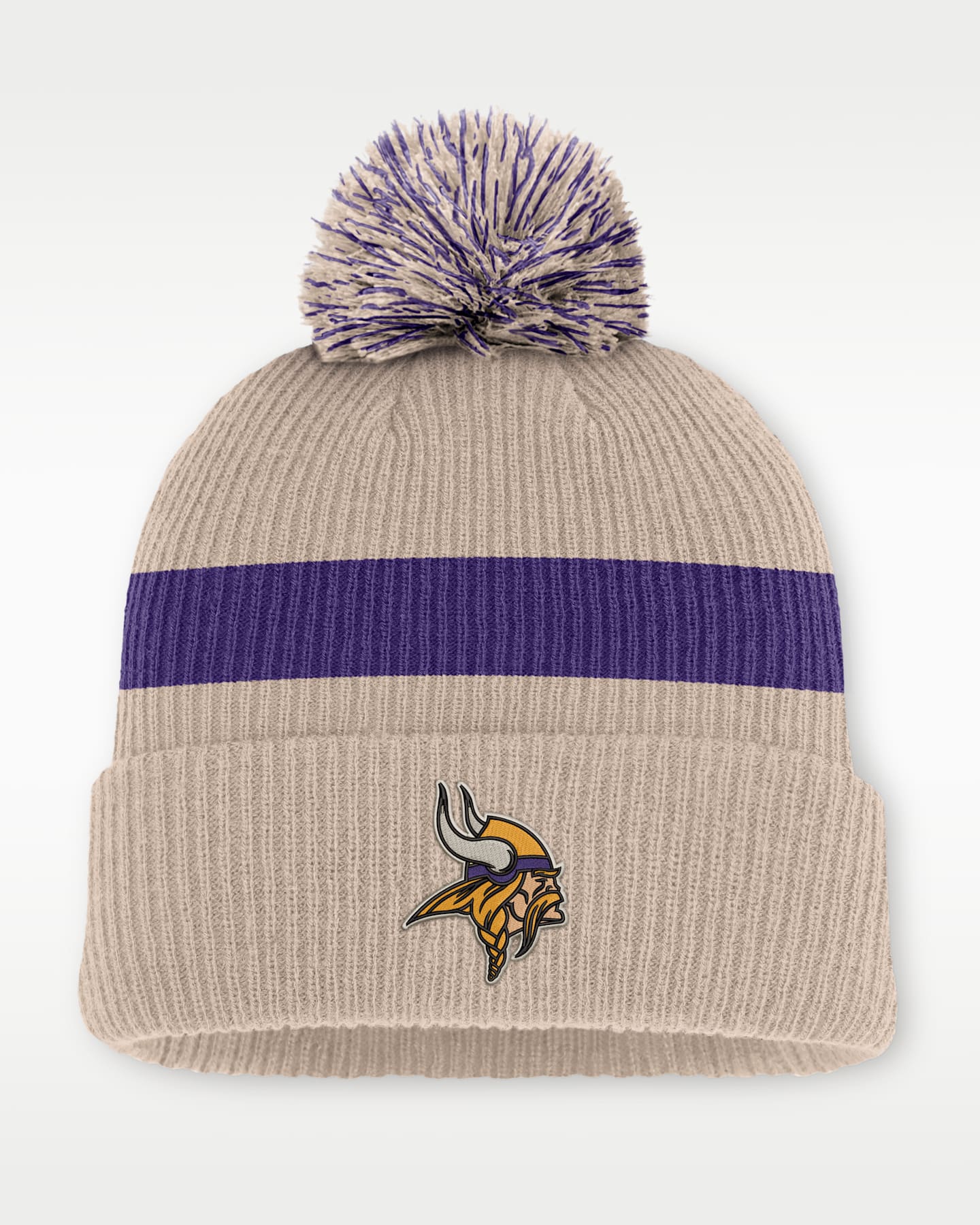 Мужская шапка с отворотом и помпоном Nike NFL Minnesota Vikings Rewind Peak, цвет: Песочный — фото 3