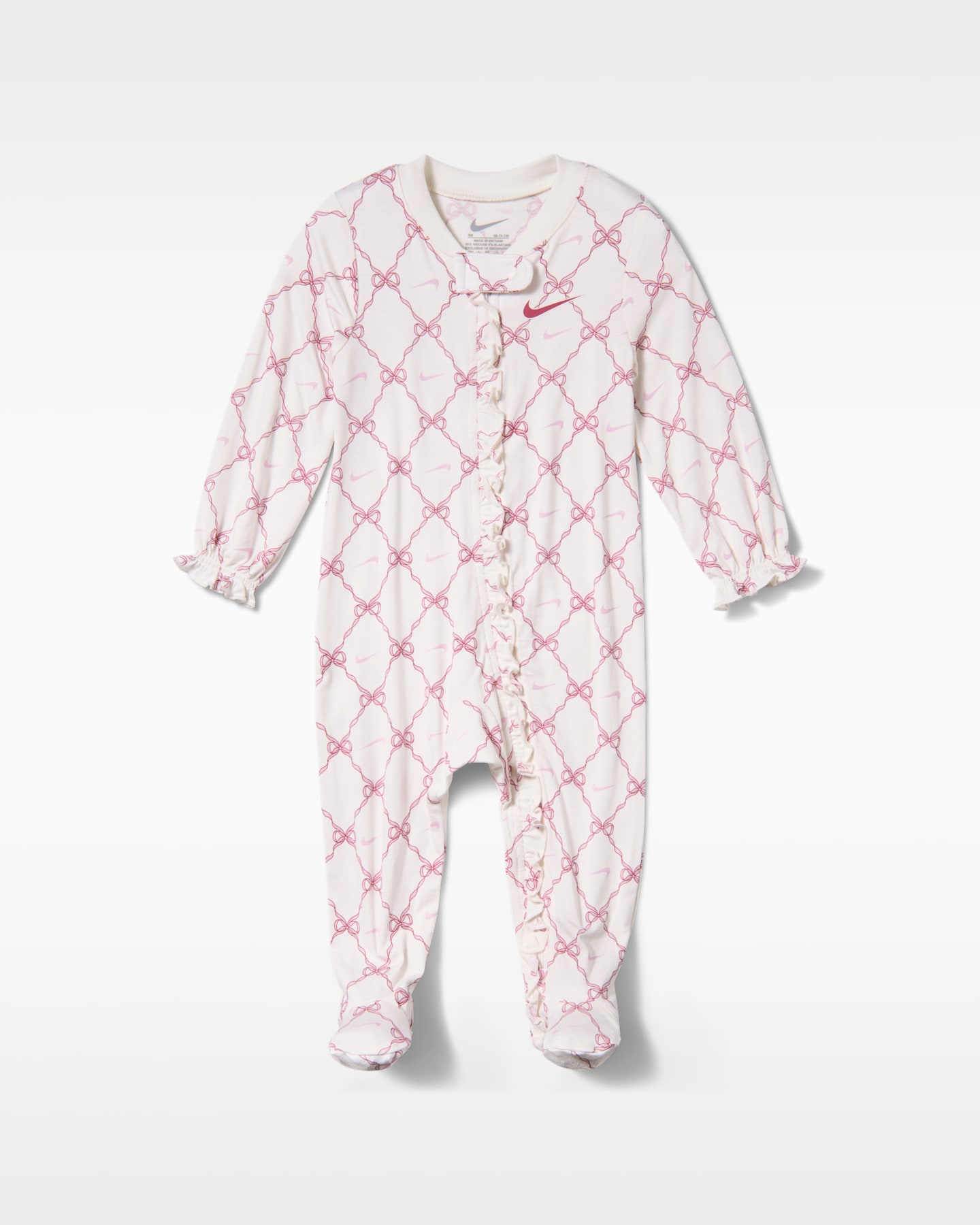 Детские комбинезоны Nike Ready, Set, Grow! Baby (0-9M) Footed Coverall, цвет: Молочный / Свекольный — фото 4