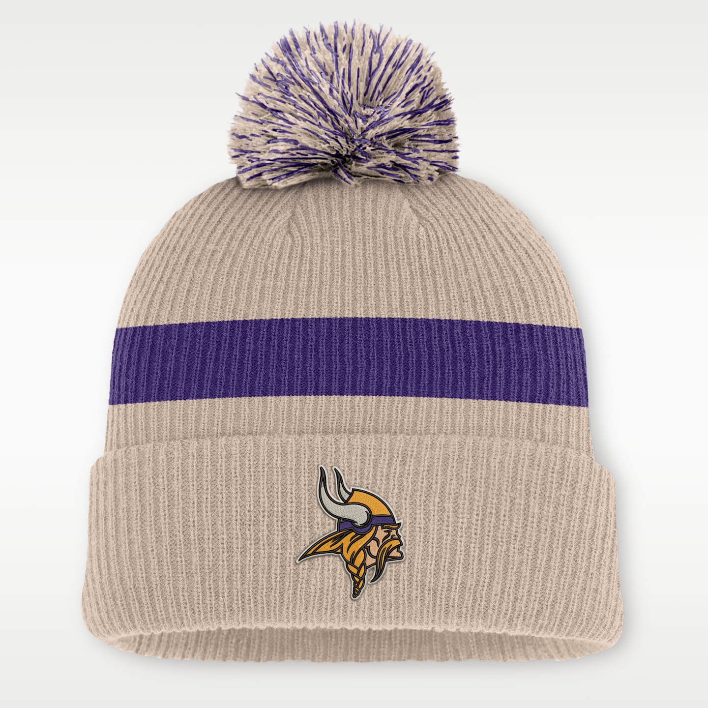 Мужская шапка с отворотом и помпоном Nike NFL Minnesota Vikings Rewind Peak, цвет: Песочный