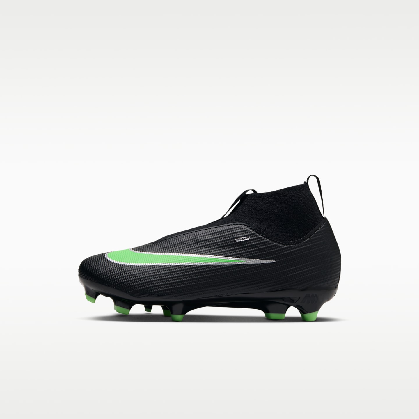 Детские бутсы Nike Jr. Mercurial Superfly 11 Academy Little Kids' Multi-Ground High-Top Soccer Cleats, цвет: Чёрный / Зелёный — фото 1
