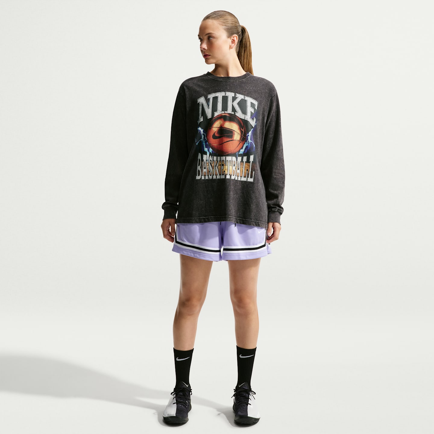 Женская баскетбольная футболка с длинным рукавом Nike Classic, цвет: Чёрный — фото 4