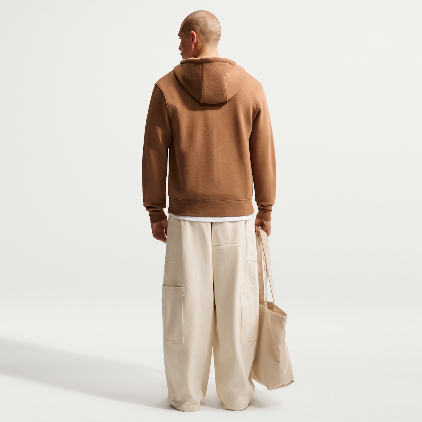 Мужское худи Nike Club Full-Zip Fleece, цвет: Коричневый / Белый — фото 5