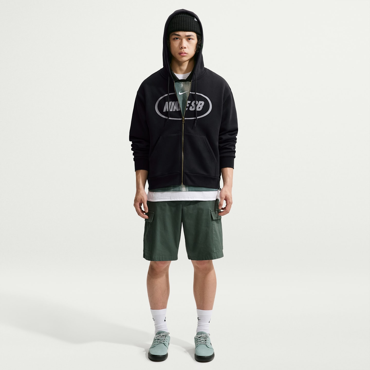 Мужское худи Nike SB Fleece Full-Zip Skate, цвет: Чёрный — фото 7