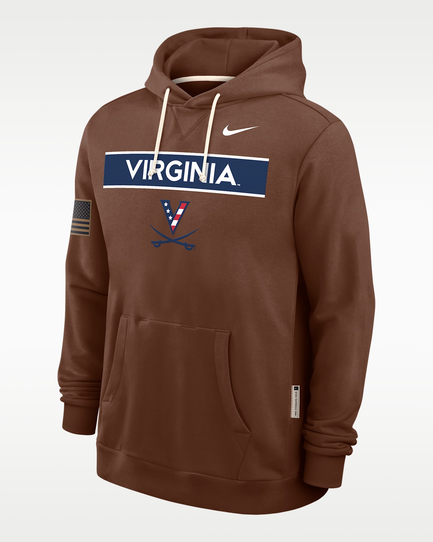 Мужской топ Nike Virginia 2026 Military Appreciation Dri-FIT College Long-Sleeve Hooded Top, цвет: Коричневый — фото 2