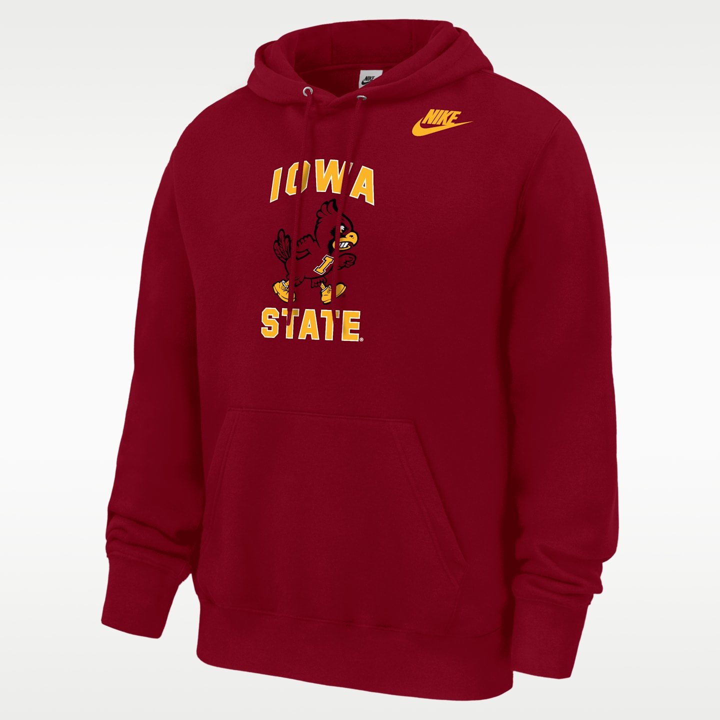 Мужское худи Nike Iowa State Cyclones Club Football Fleece Pullover, цвет: Малиновый — фото 1