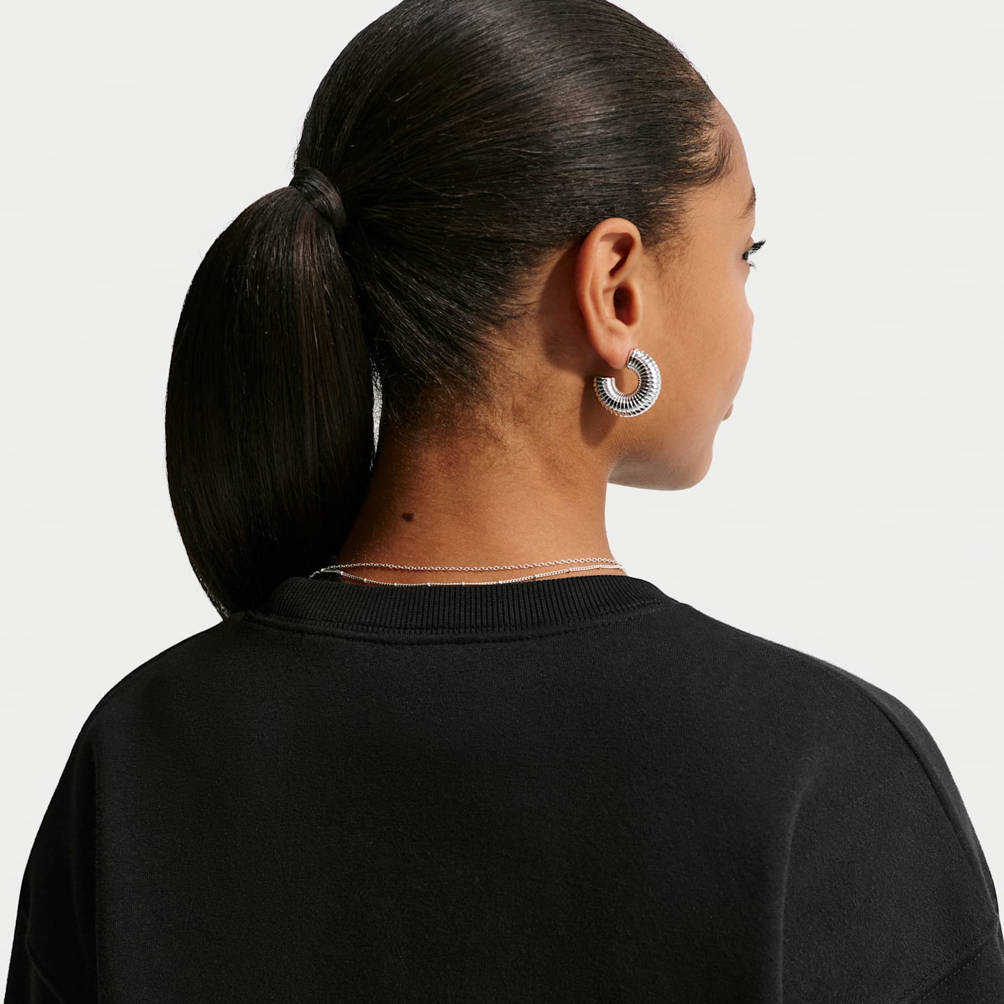 Детский оверсайз-свитшот Nike Studio Fleece для девочек, цвет: Чёрный — фото 2