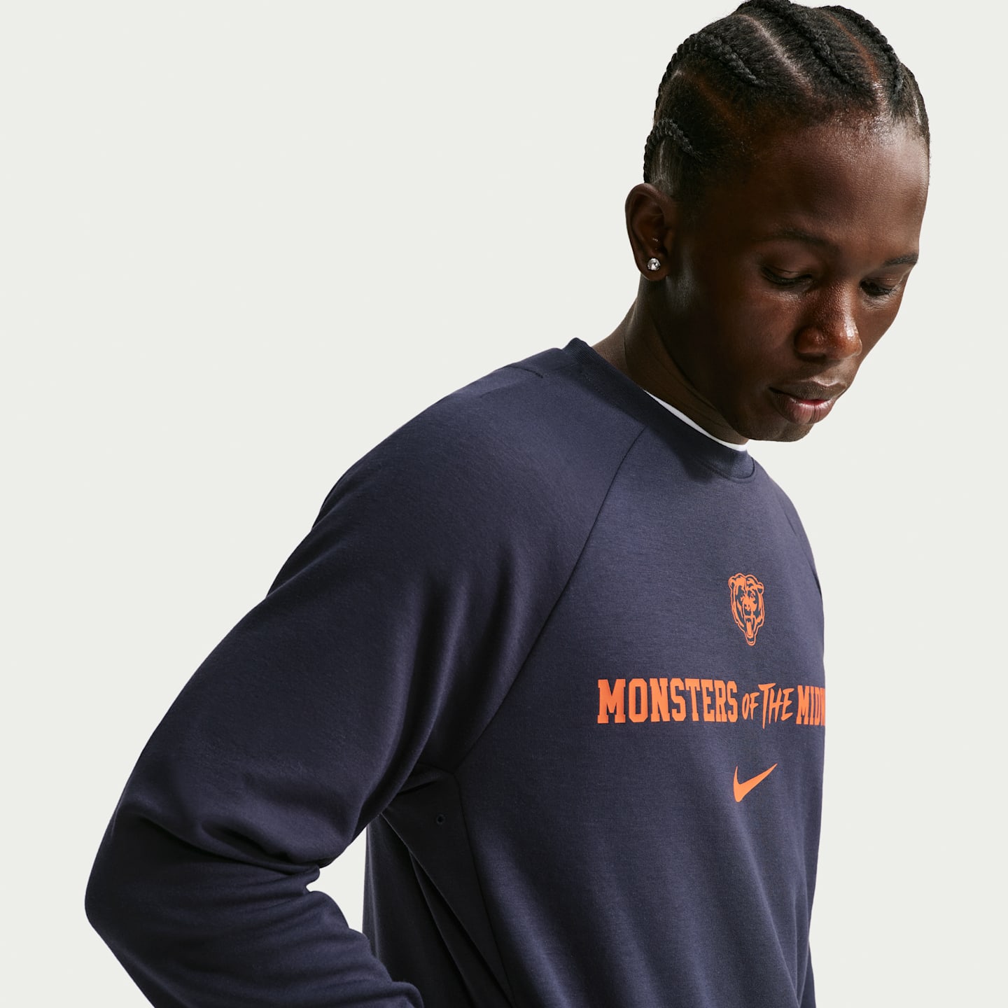 Мужской свитер Nike Chicago Bears Rivalries Collection Primary Dri-FIT NFL Pullover Crew, цвет: Тёмно-синий — фото 3