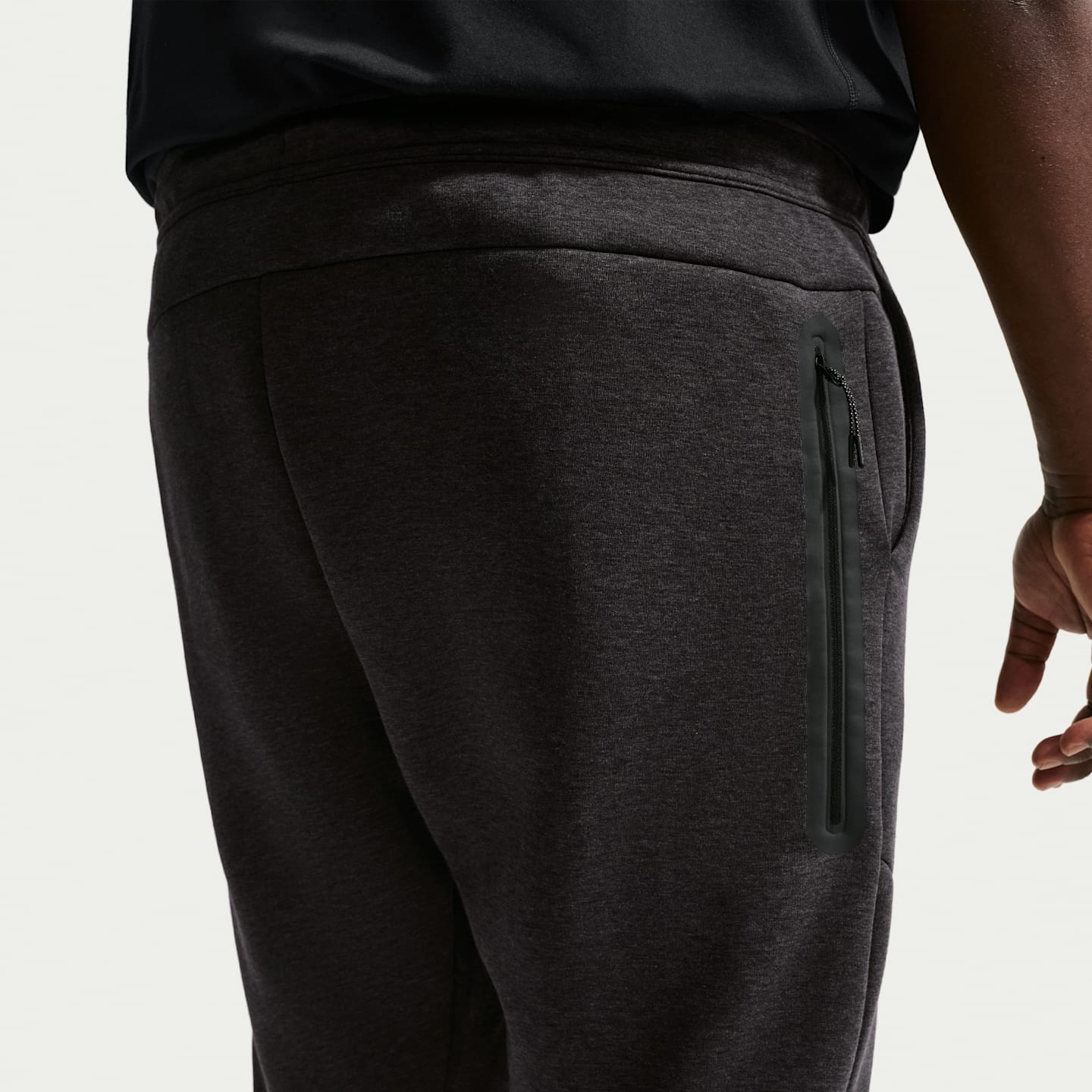 Мужские брюки Nike Tech Fleece, цвет: Чёрный меланжевый / Чёрный — фото 8