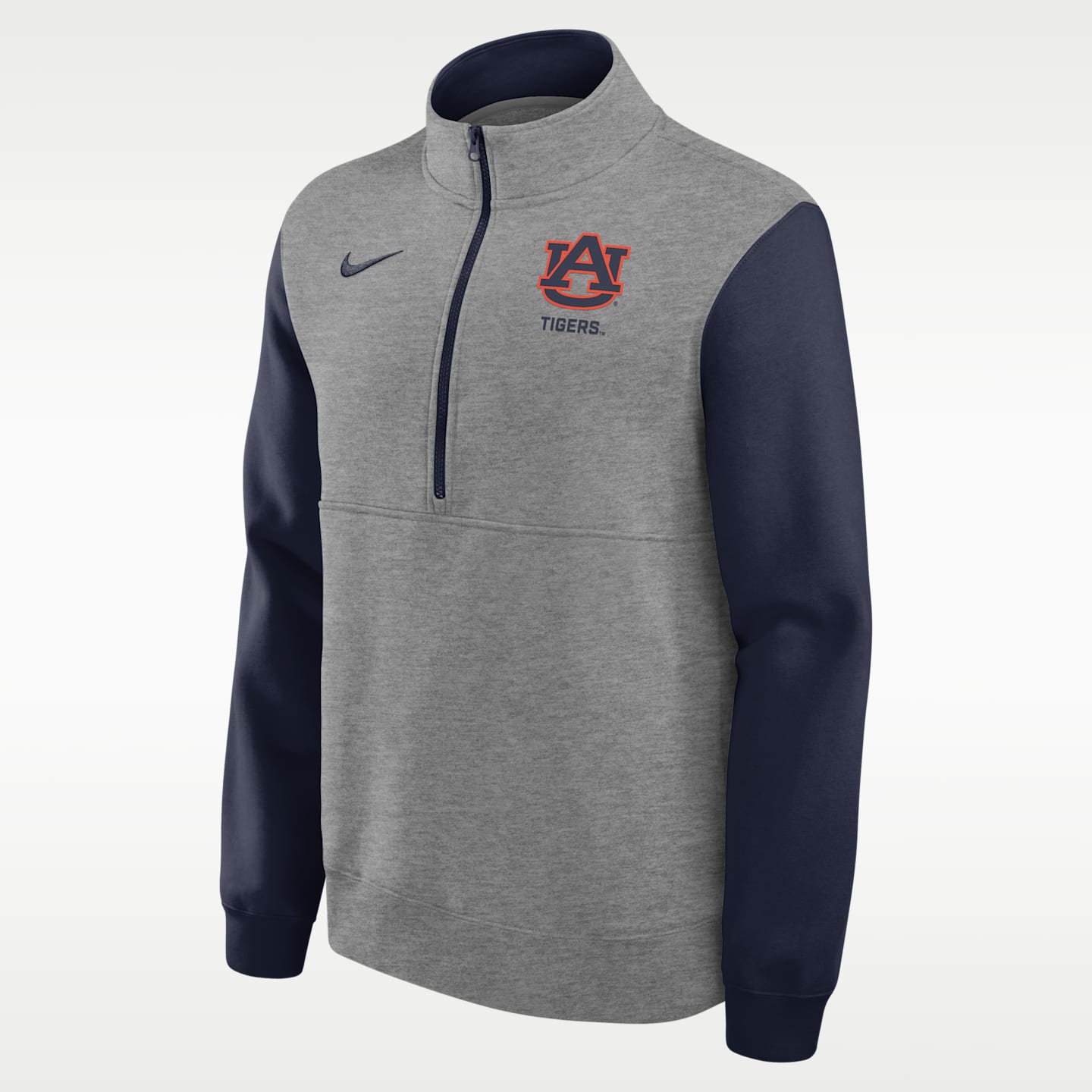 Мужской свитшот на молнии 1/2 Nike Auburn Club College, цвет: Серый меланжевый