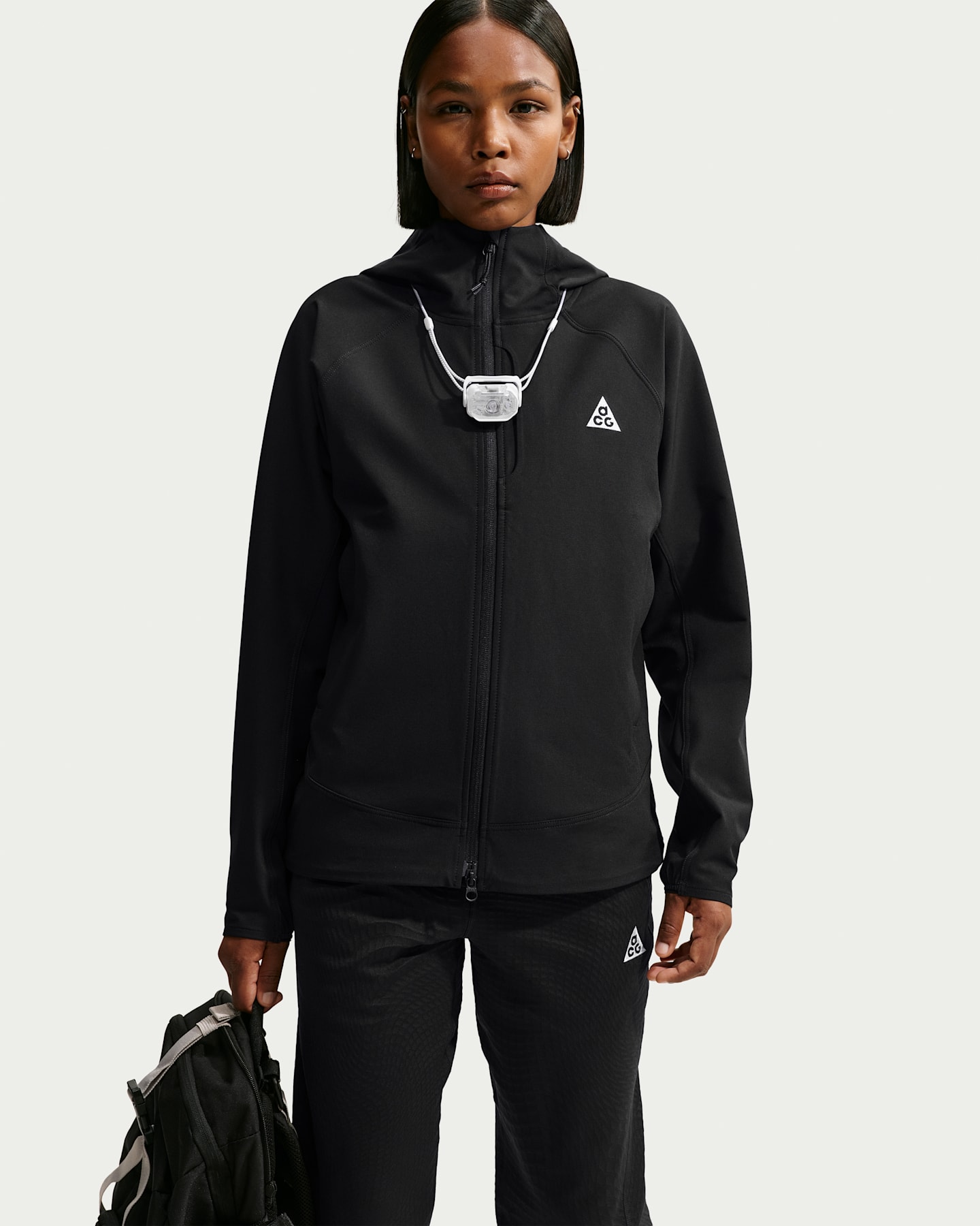 Женская куртка для походов Nike ACG Cloud Trekker на молнии, цвет: Чёрный / Снежный белый — фото 9