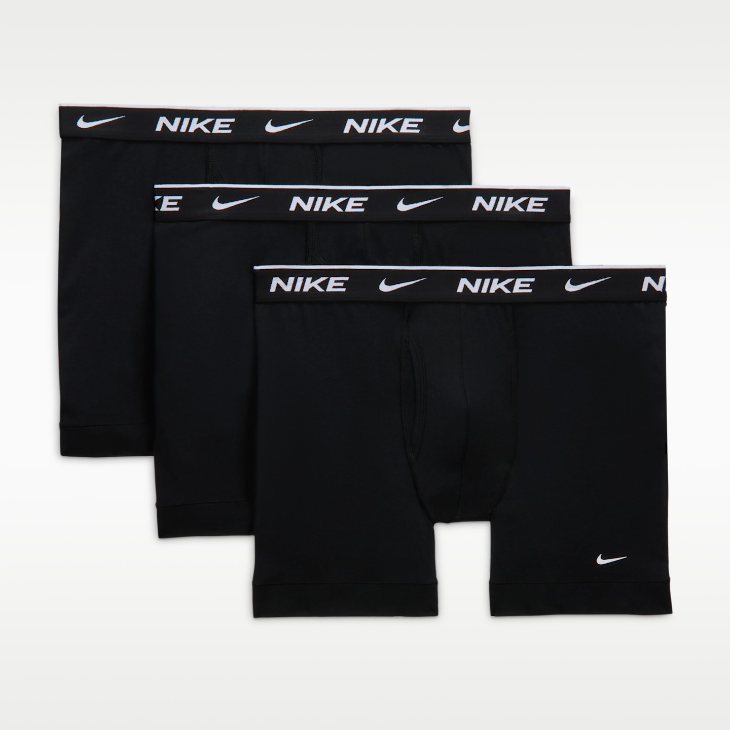 Мужские боксеры-брифы Nike Essential Cotton Stretch Dri-FIT, набор из 3 шт, цвет: Чёрный — фото 6