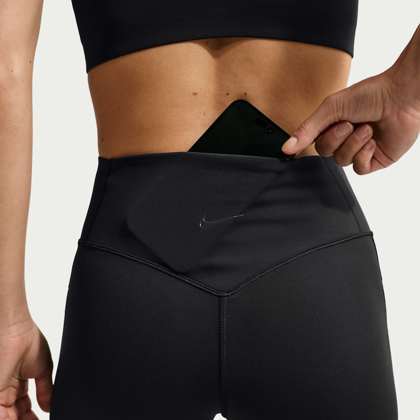 Женские сетчатые легинсы Nike Universa с высокой талией, длина 7/8, цвет: Чёрный / Серый — фото 6