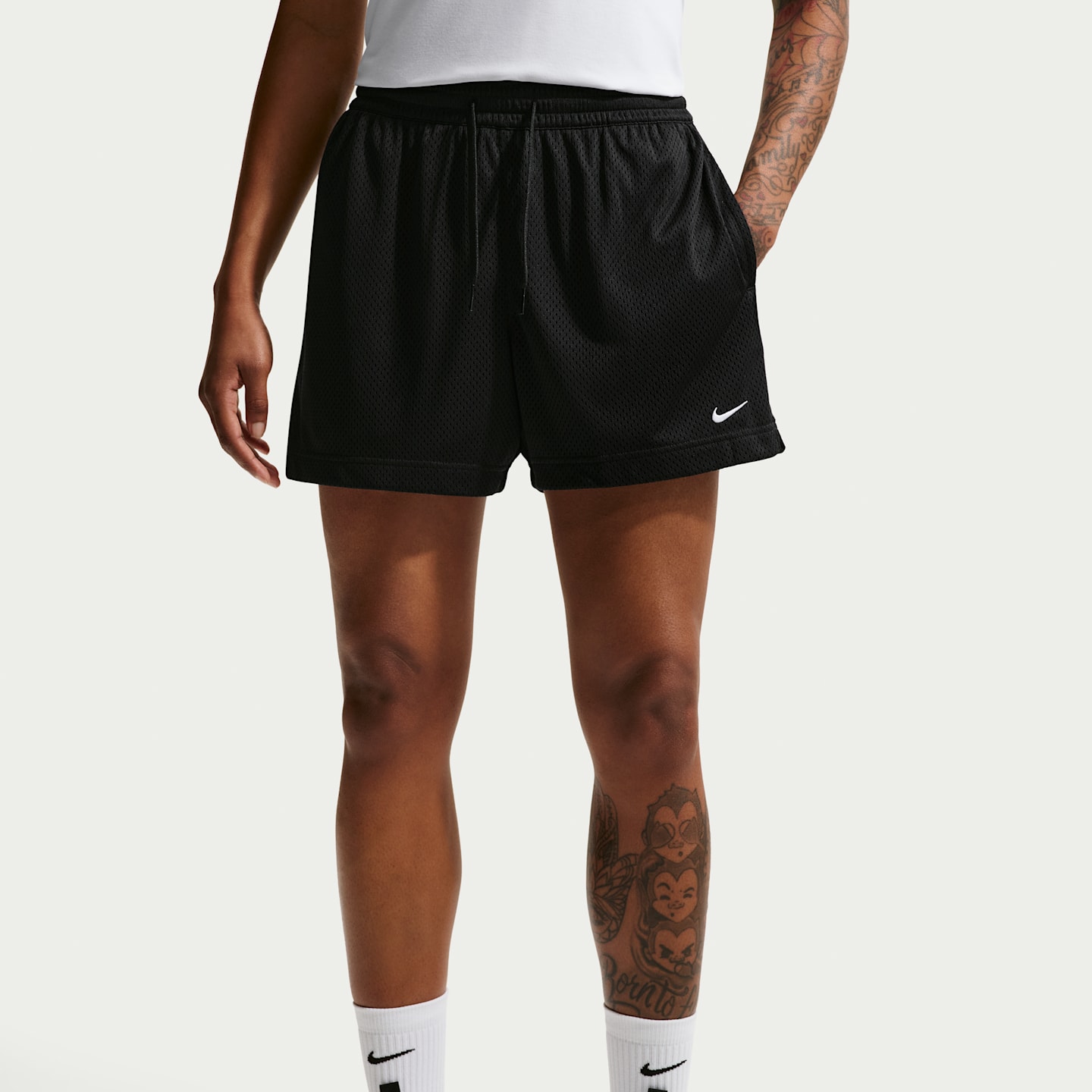 Женские баскетбольные шорты Nike Essential Dri-FIT из сетки, цвет: Чёрный / Белый — фото 2