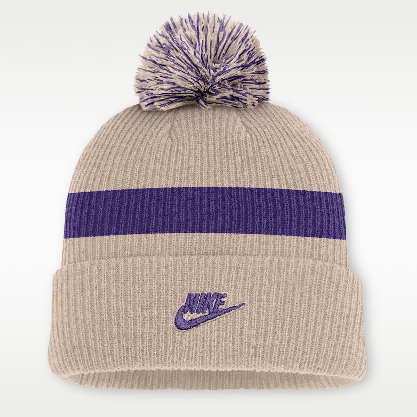 Мужская шапка с отворотом и помпоном Nike NFL Minnesota Vikings Rewind Peak, цвет: Песочный — фото 2