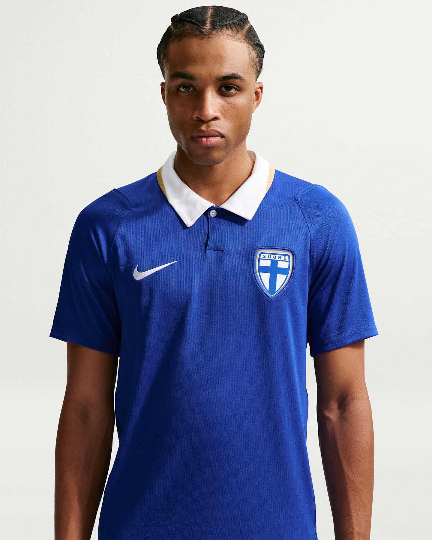 Мужской топ Nike Finland 2026 Stadium Away Dri-FIT Soccer Replica Jersey, цвет: Синий / Белый — фото 6