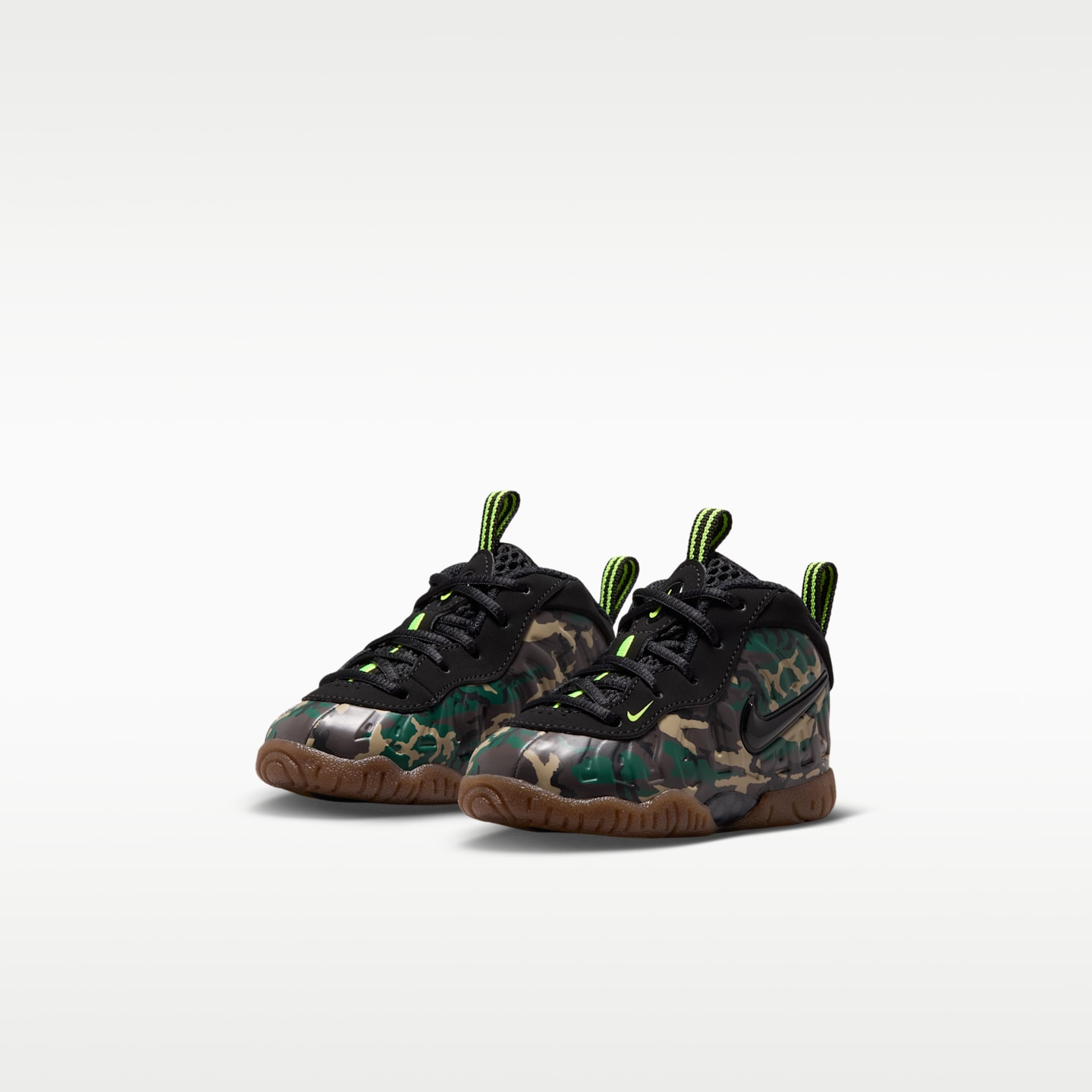 Детские кроссовки Nike Little Posite Pro Premium, цвет: Чёрный / Зелёный — фото 5