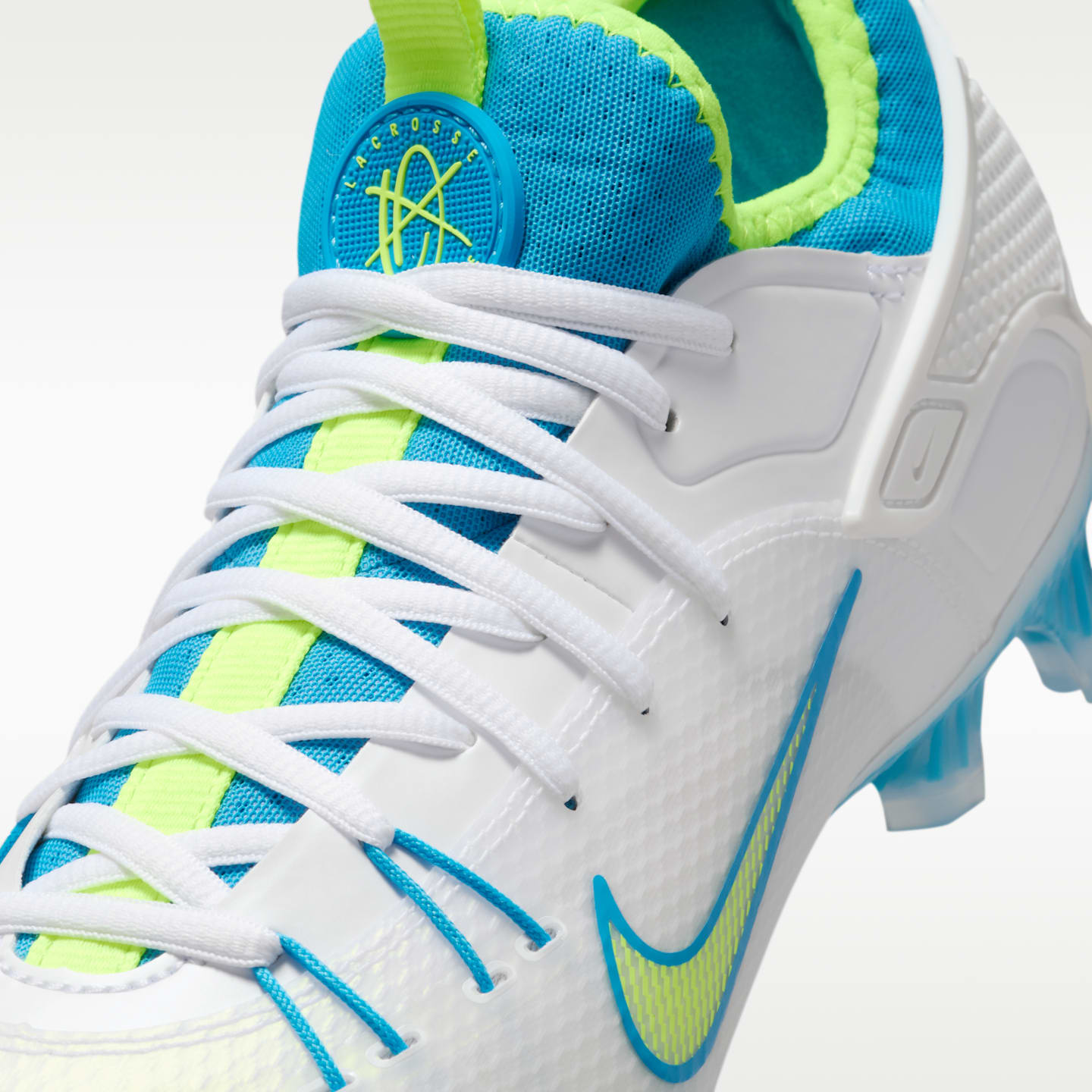 Женские бутсы Nike Huarache 9 Elite Low LAX SE Lacrosse, цвет: Белый / Яркий синий — фото 8