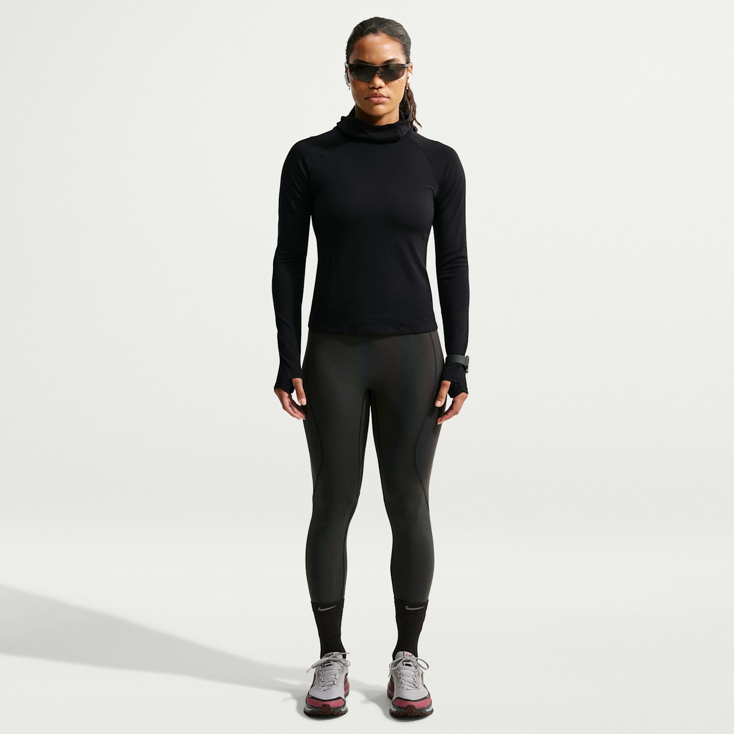 Женские кроссовки NikeLab Running Wool-Blend Mid Layer, цвет: Чёрный — фото 4