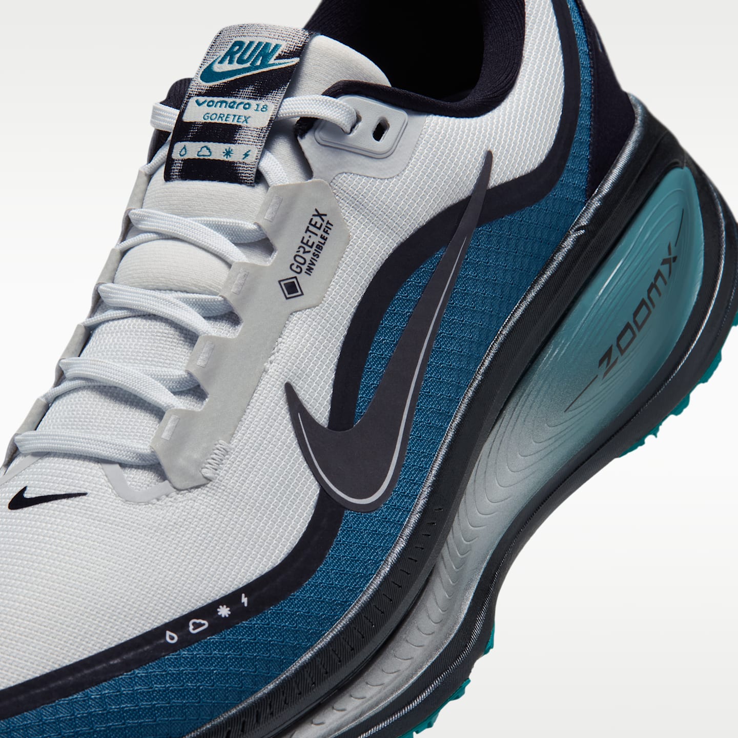 Мужские кроссовки Nike Vomero 18 GORE-TEX Waterproof Road Running, цвет: Молочный белый / Синий — фото 7