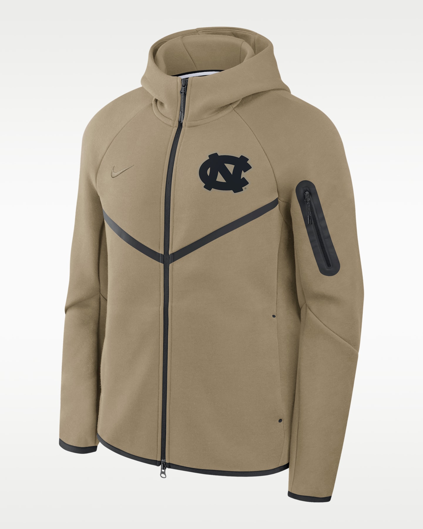 Мужская куртка Jordan Brand North Carolina Tech Fleece Windrunner на молнии с капюшоном, цвет: Оливковый — фото 3