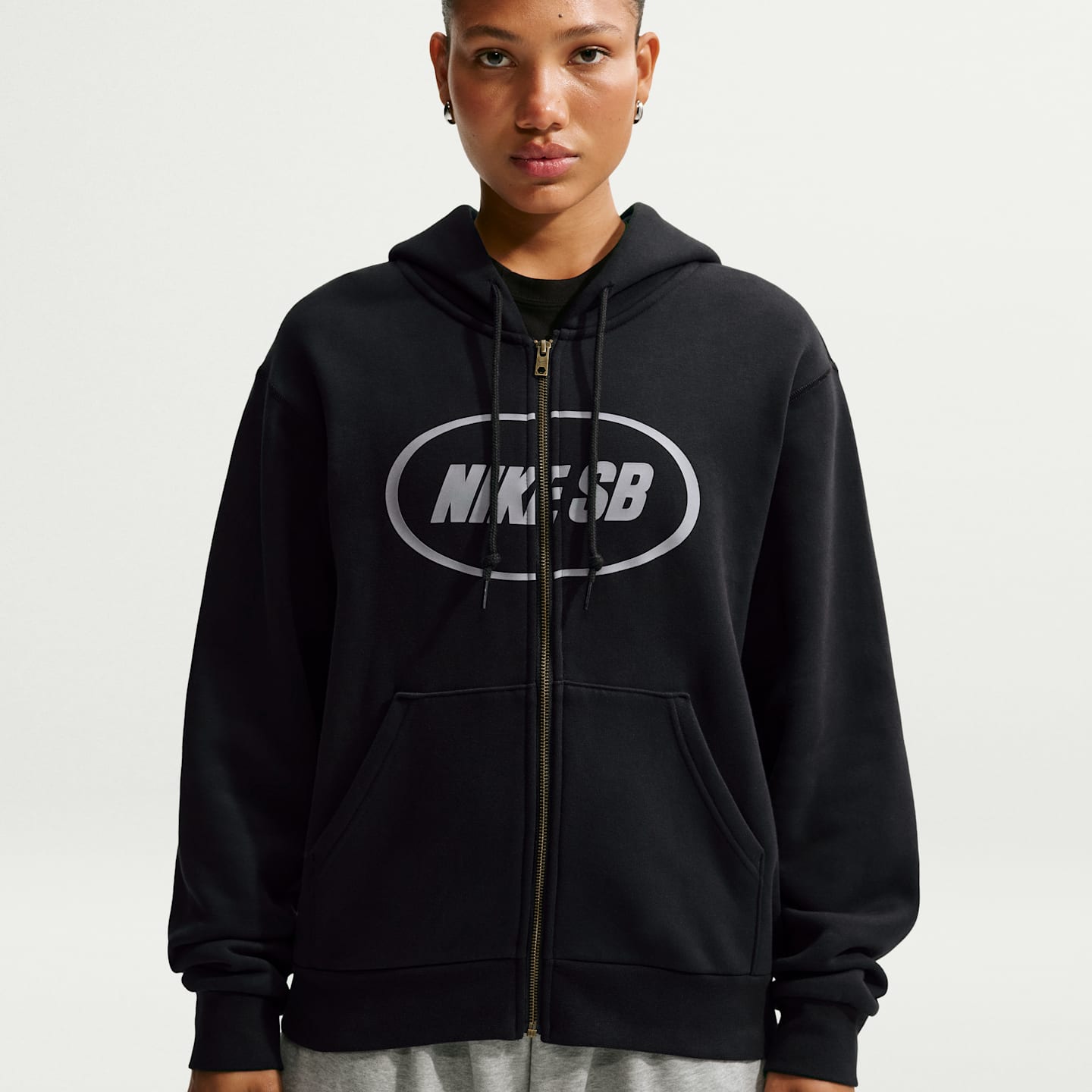 Мужское худи Nike SB Fleece Full-Zip Skate, цвет: Чёрный — фото 2