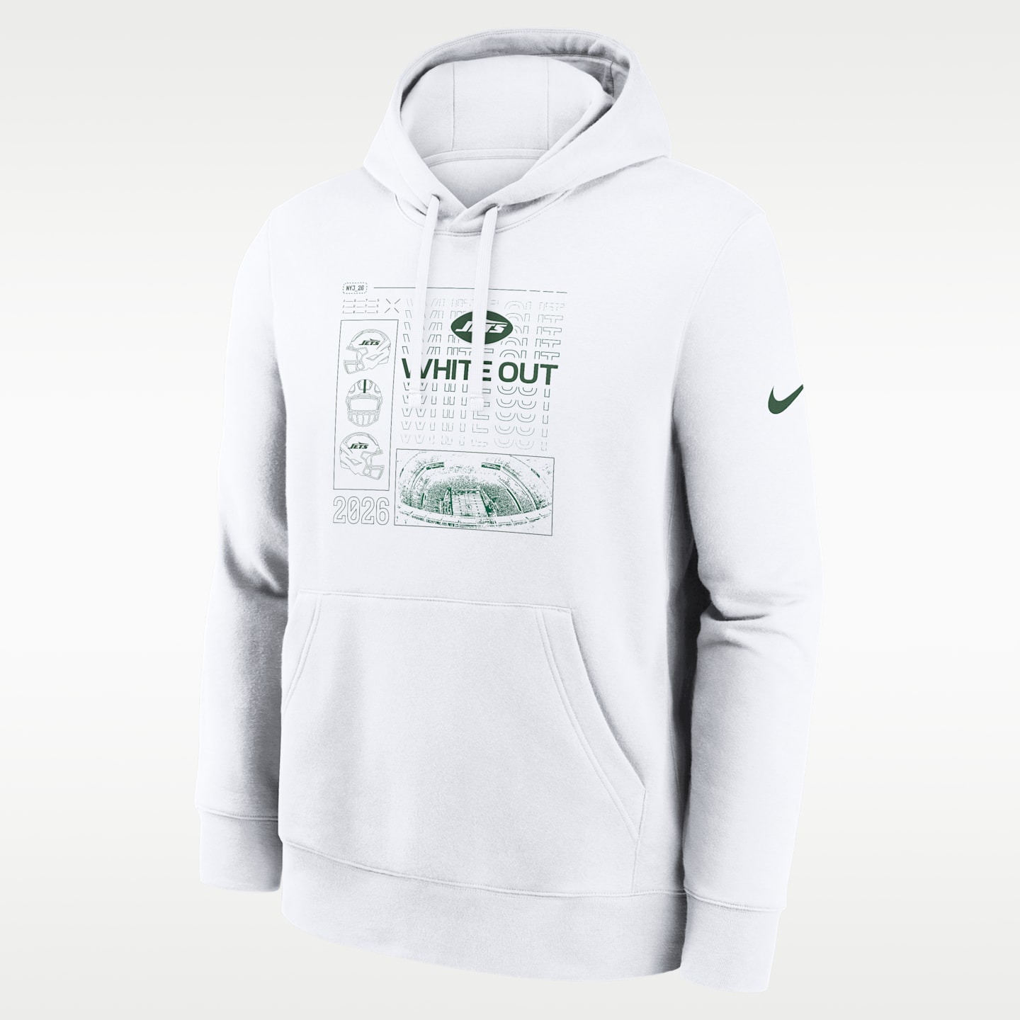 Мужское худи Nike New York Jets White Out NFL Pullover, цвет: Белый
