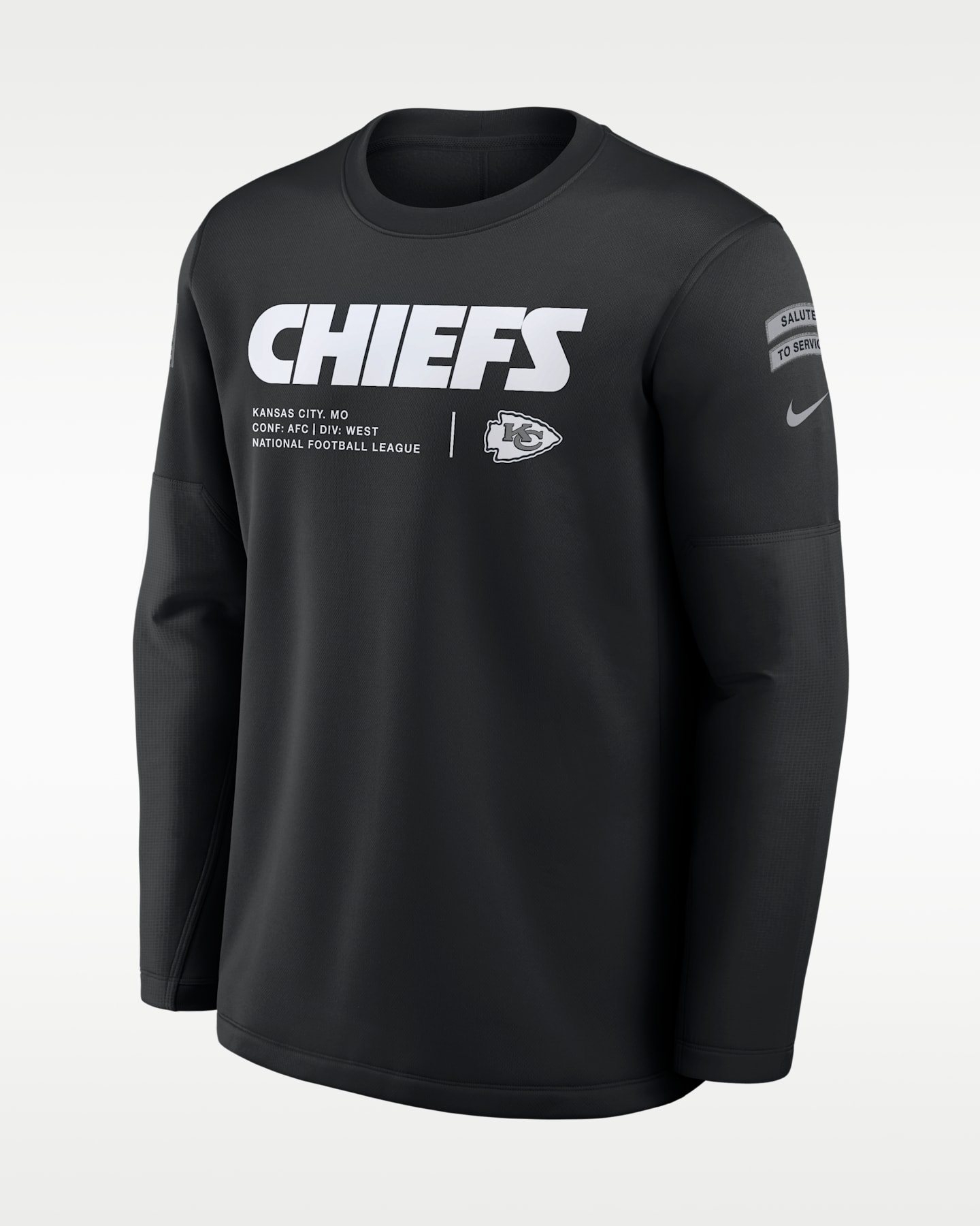 Мужской свитшот Nike NFL Kansas City Chiefs Salute to Service Sideline Coaches, цвет: Чёрный — фото 3