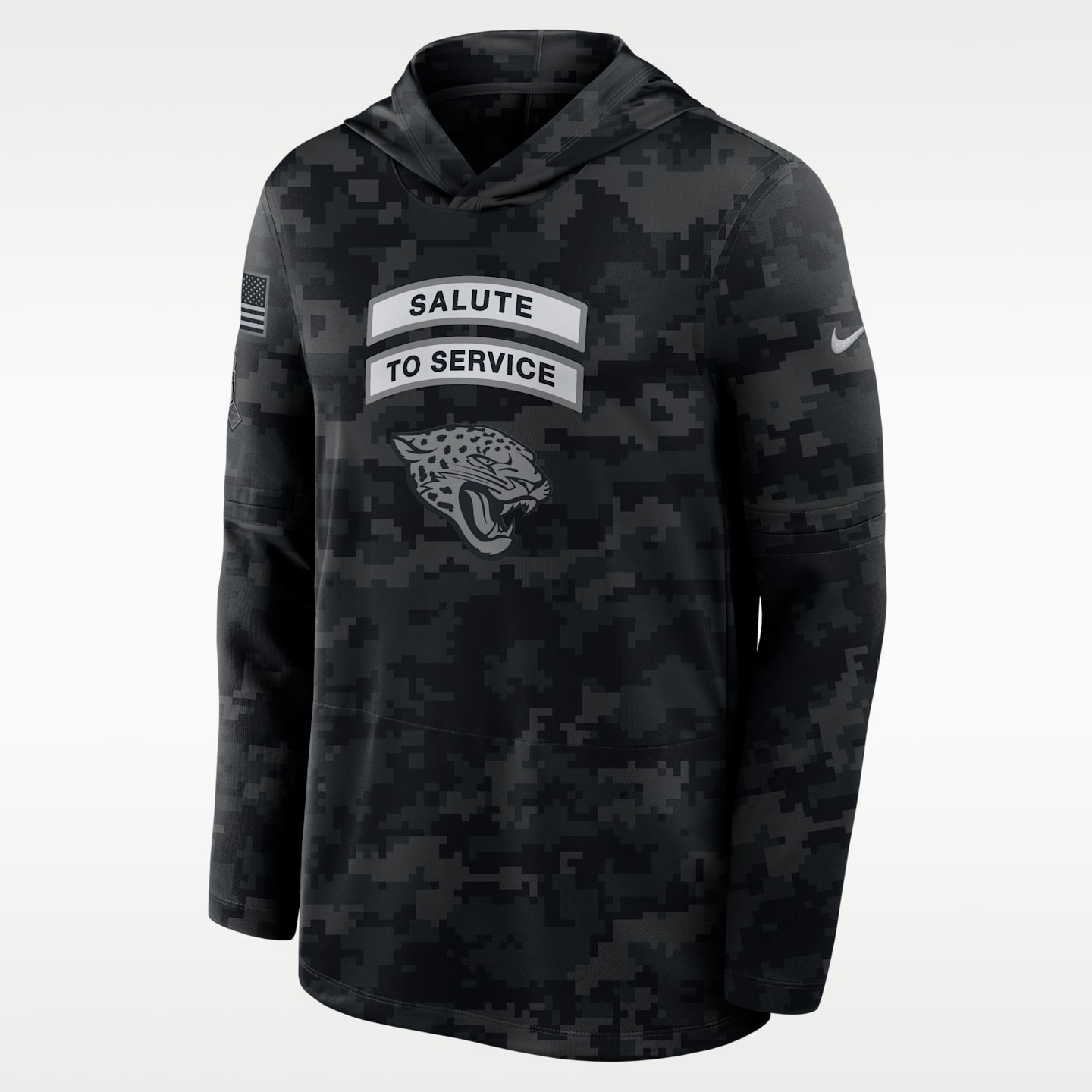 Мужской лонгслив с капюшоном Nike Jacksonville Jaguars Salute to Service Sideline NFL, цвет: Чёрный — фото 1