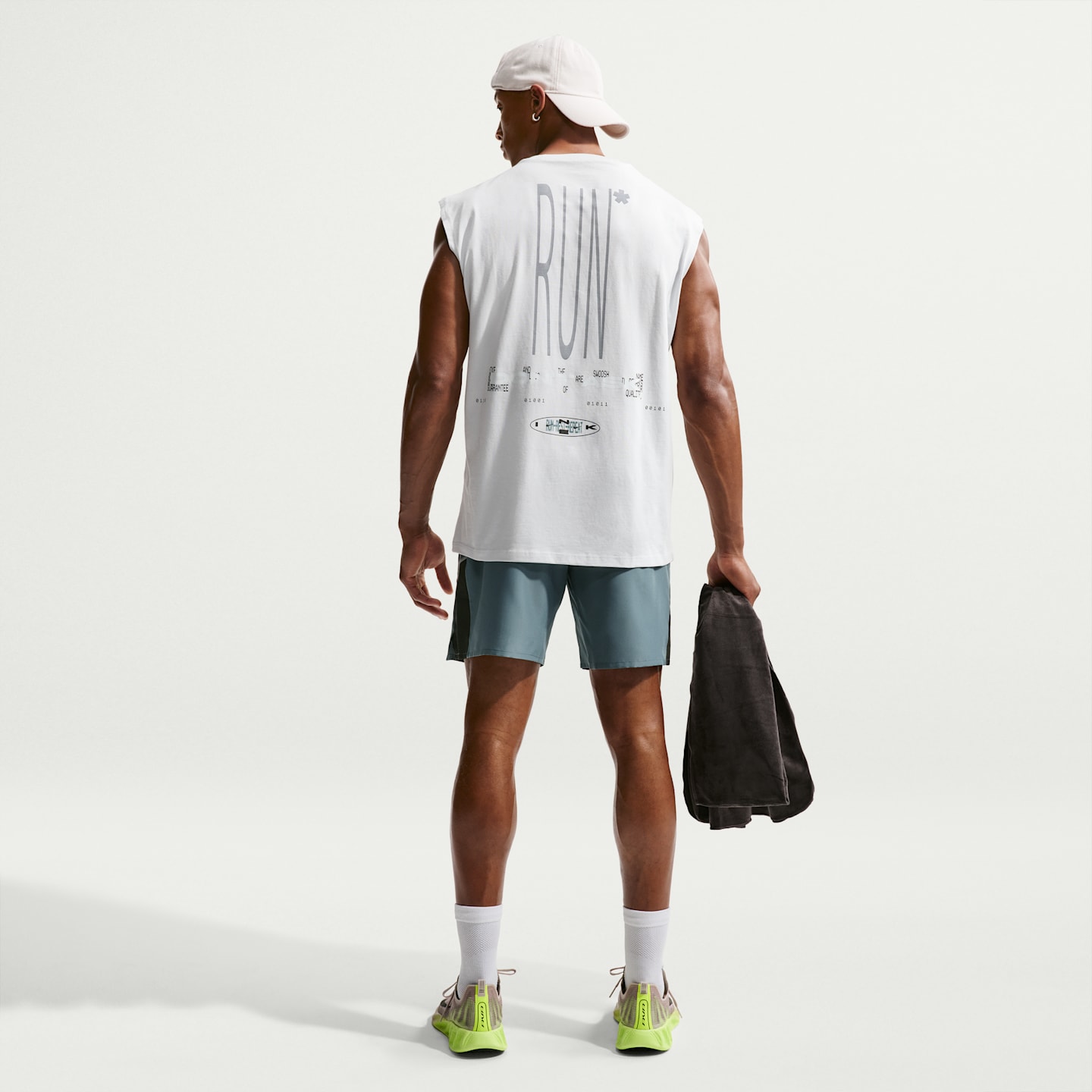 Мужская беговая футболка Nike без рукавов свободного кроя, цвет: Молочный белый — фото 5