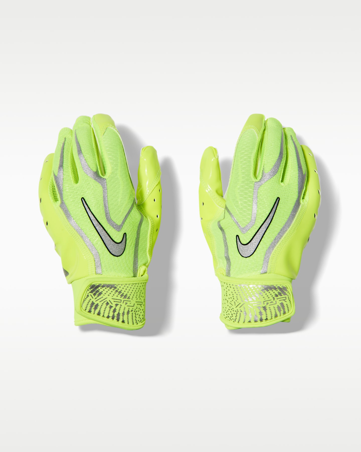 Детские перчатки для американского футбола Nike Vapor Jet Combine 9.0, 1 пара, цвет: Кислотно-жёлтый / Серебряный — фото 4