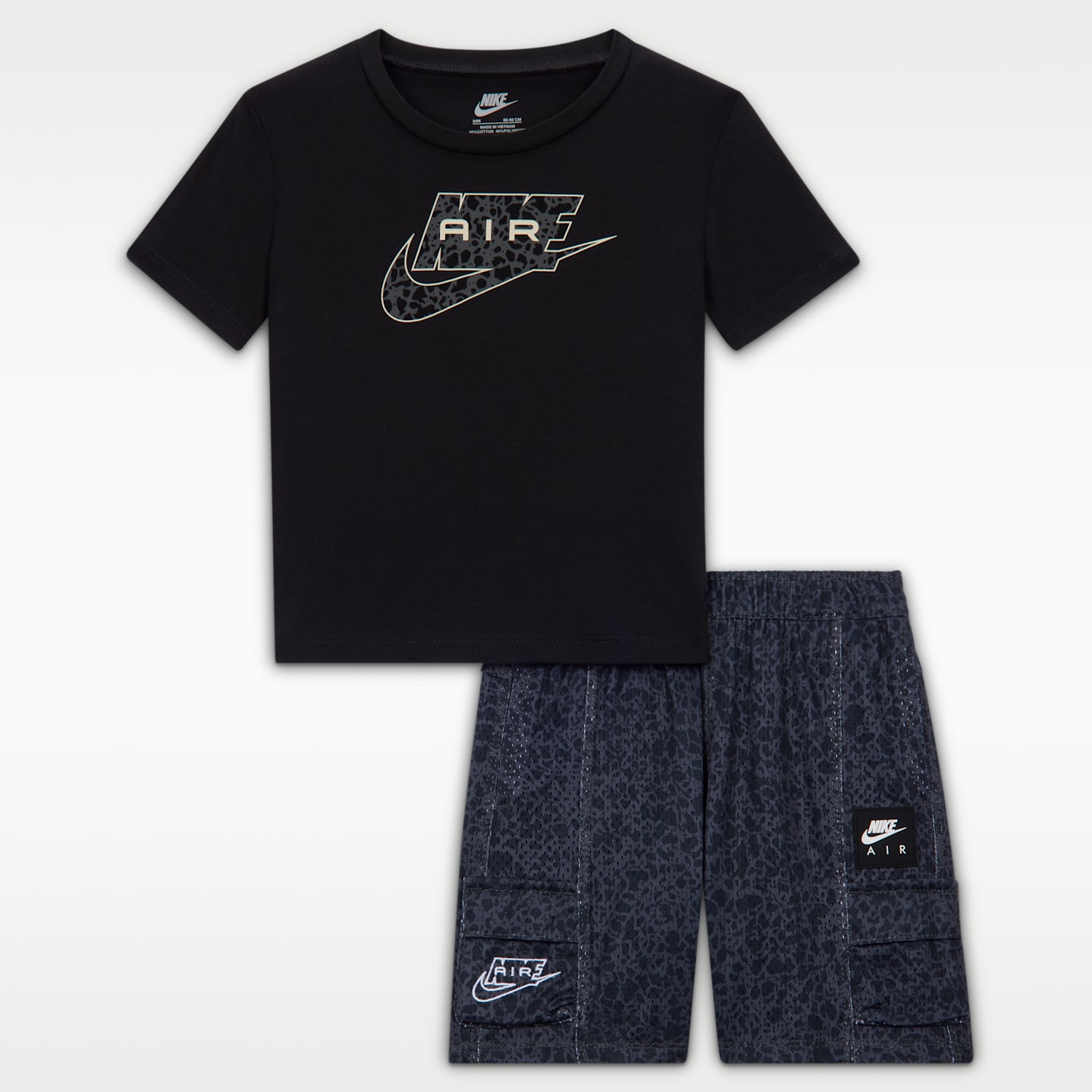 Детский комплект Nike Dri-FIT 2-Piece Air Printed Cargo Shorts Set, цвет: Антрацитовый — фото 1
