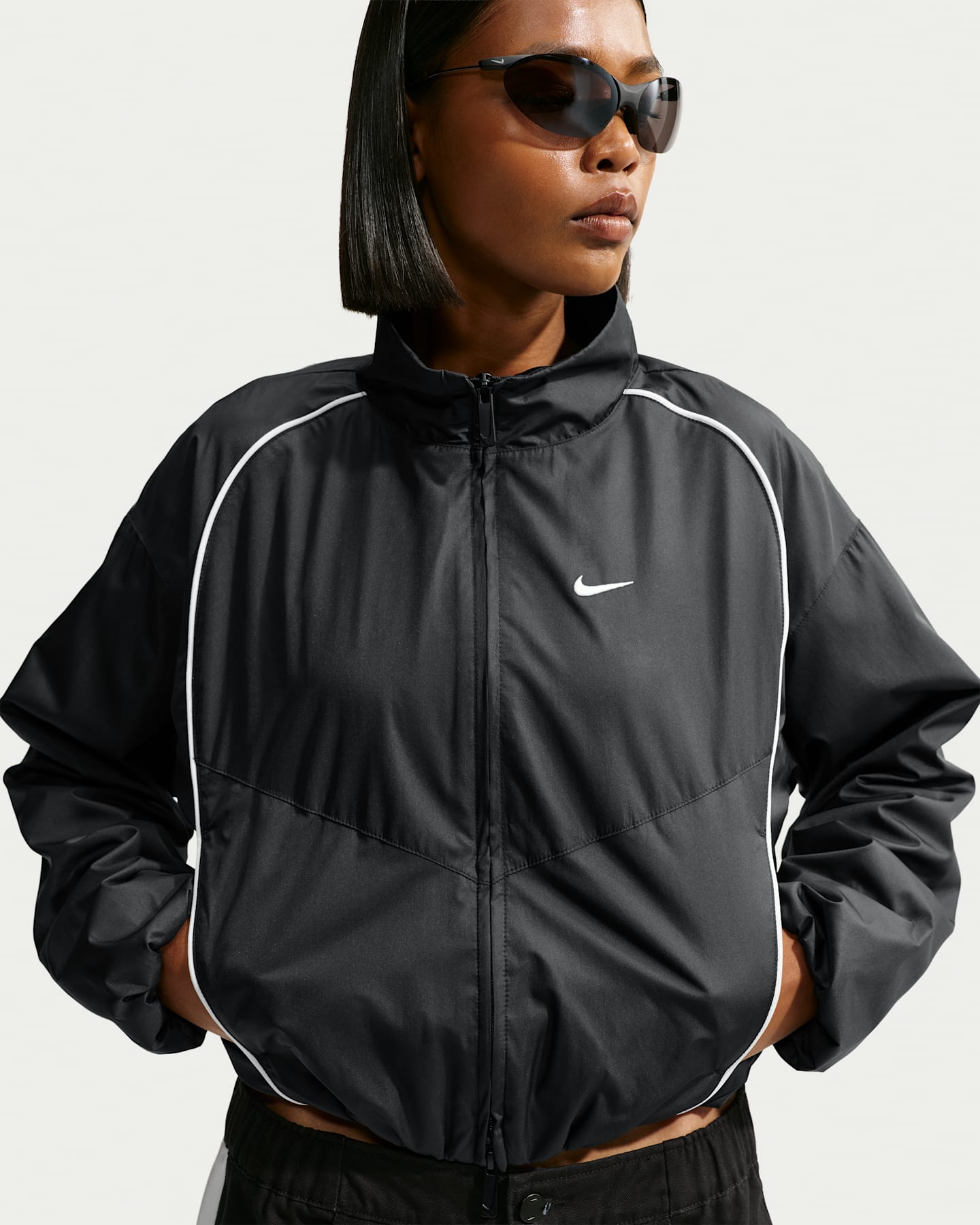 Женская свободная спортивная куртка Nike Sportswear, цвет: Чёрный / Белый — фото 6