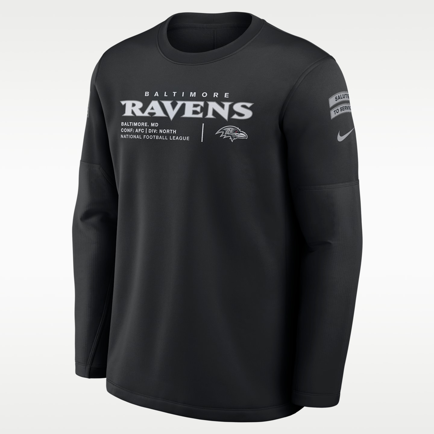 Мужской свитшот Nike Baltimore Ravens Salute to Service Sideline Coaches NFL, цвет: Чёрный — фото 1