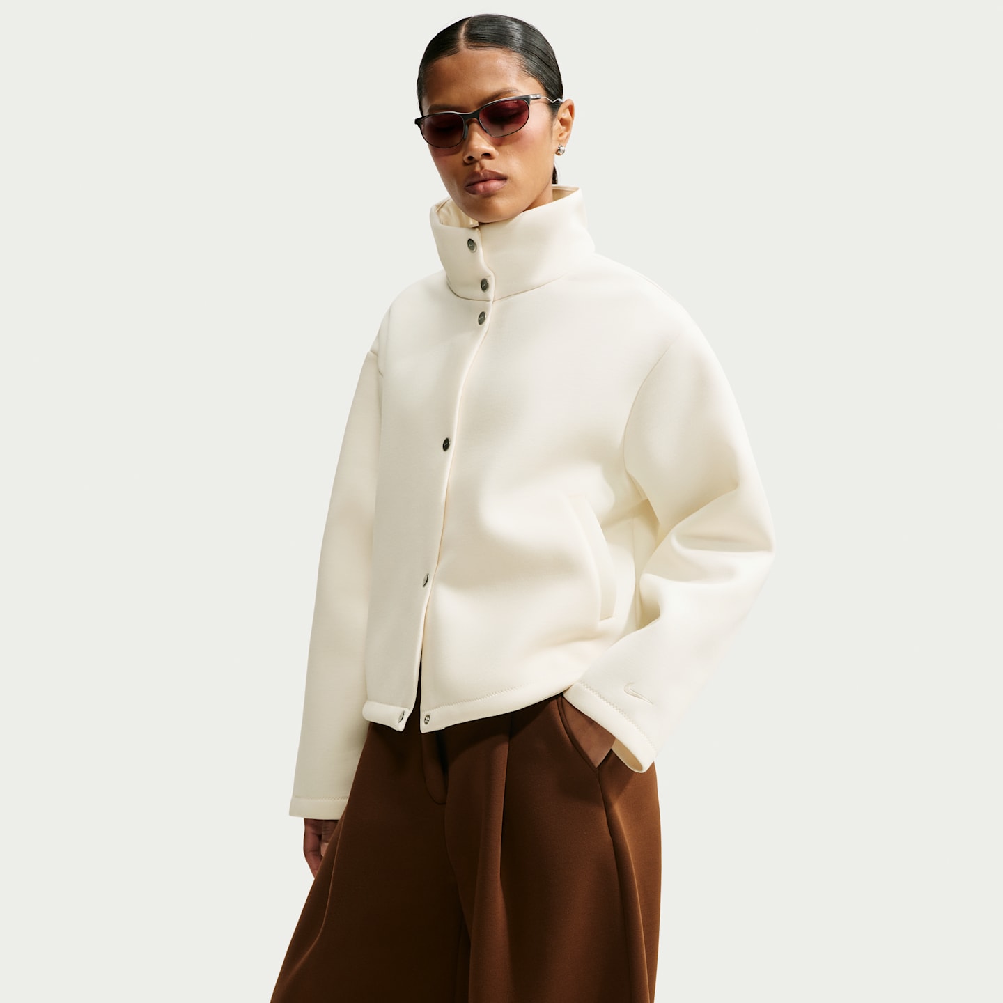 Женская флисовая куртка оверсайз Nike Article Fleece, цвет: Меловой — фото 3