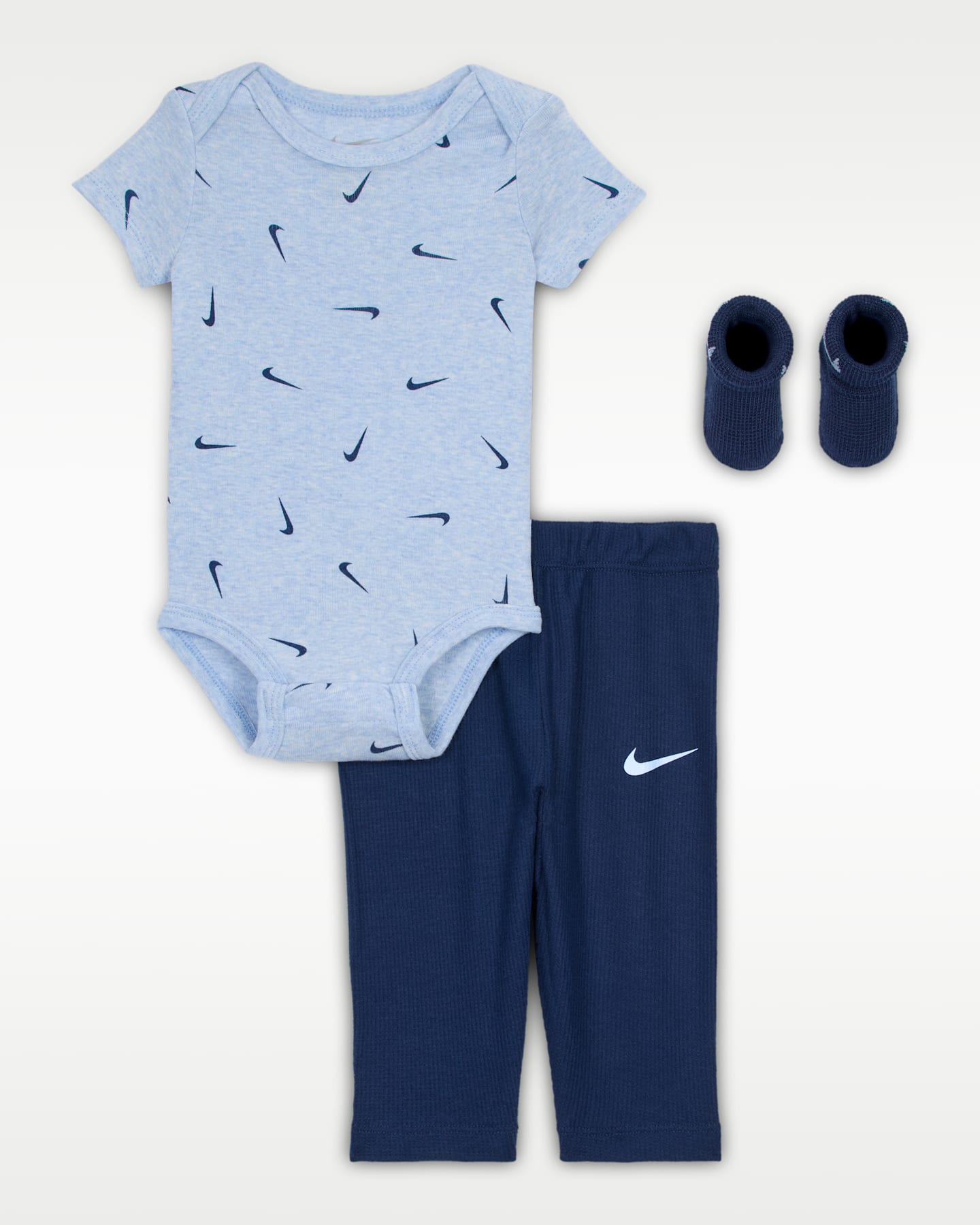 Комплект из трёх предметов для малышей Nike: боди и вафельные брюки, цвет: Полуночный тёмно-синий — фото 4
