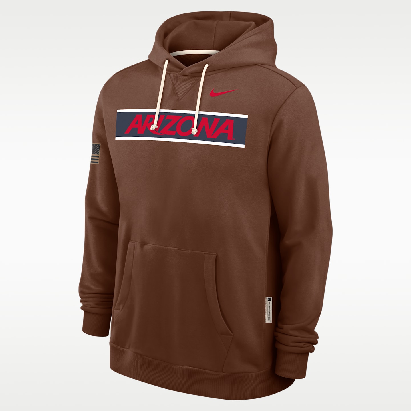 Мужское худи Nike Arizona 2026 Military Appreciation Standard Issue Dri-FIT College Pullover, цвет: Коричневый — фото 1