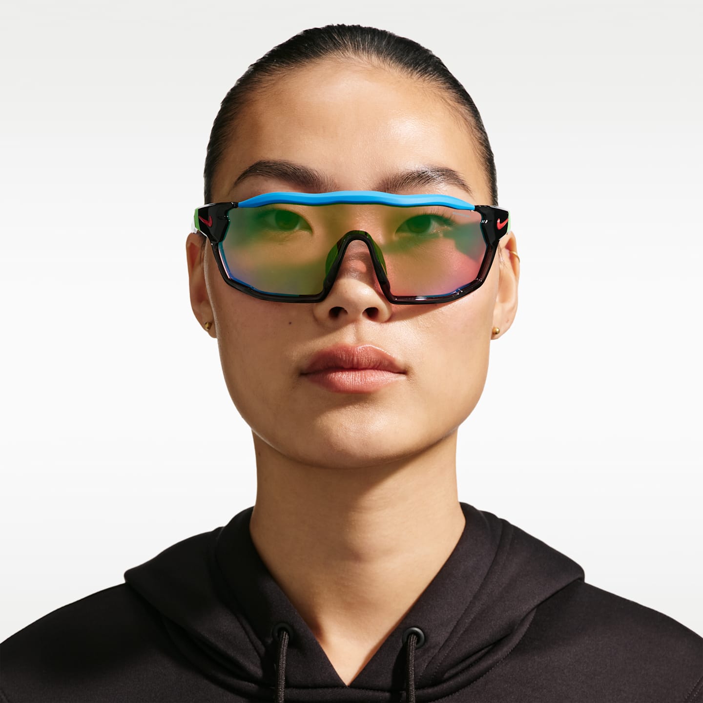 Женские очки Nike Show X Rush Road Tint, цвет: Антрацитовый / Зелёный — фото 3