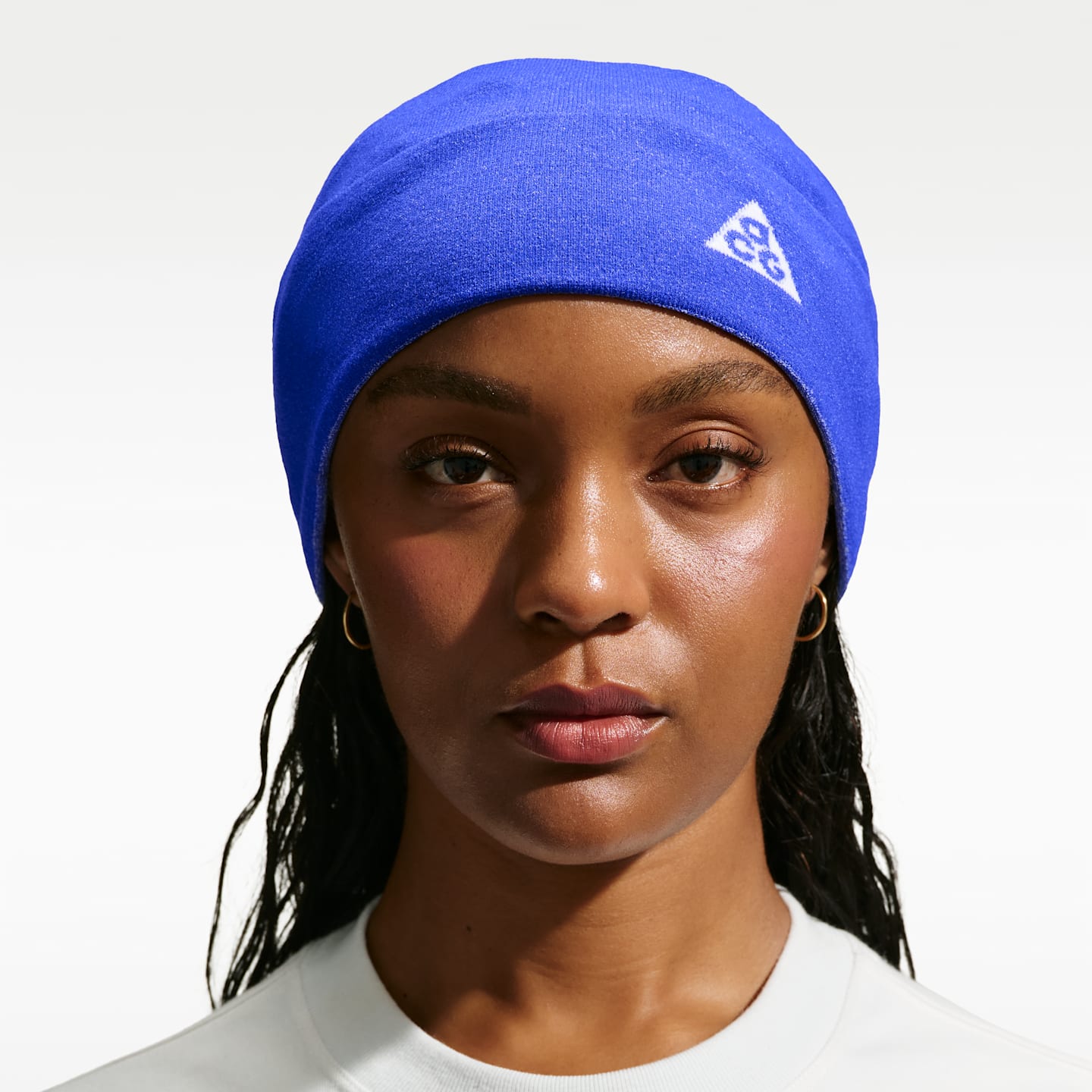 Мужская шапка Nike ACG Dri-FIT Knit, цвет: Синий / Снежный белый — фото 3