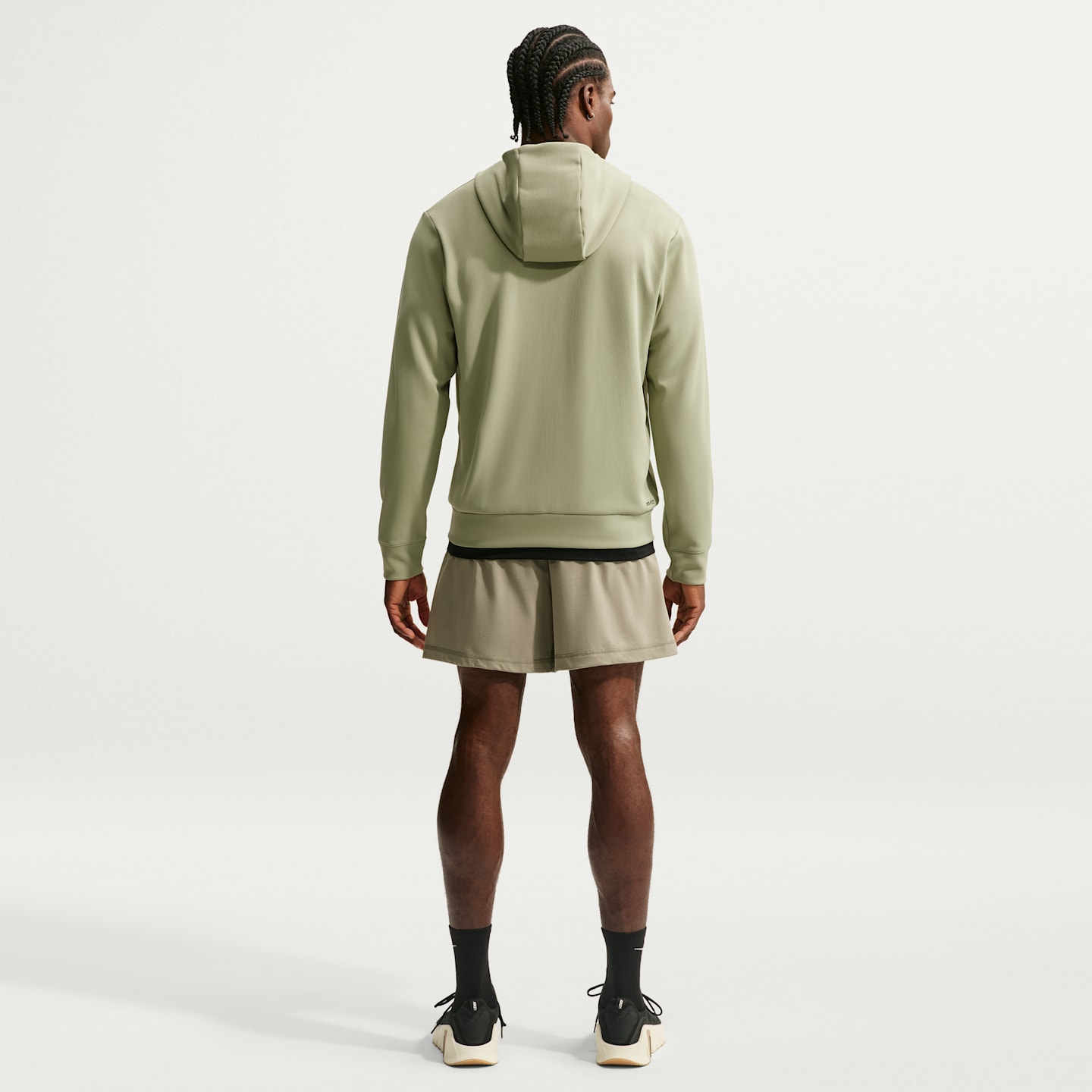 Мужское флисовое худи на молнии Nike Flex Dri-FIT с УФ-защитой, цвет: Пыльный оливковый / Чёрный — фото 5