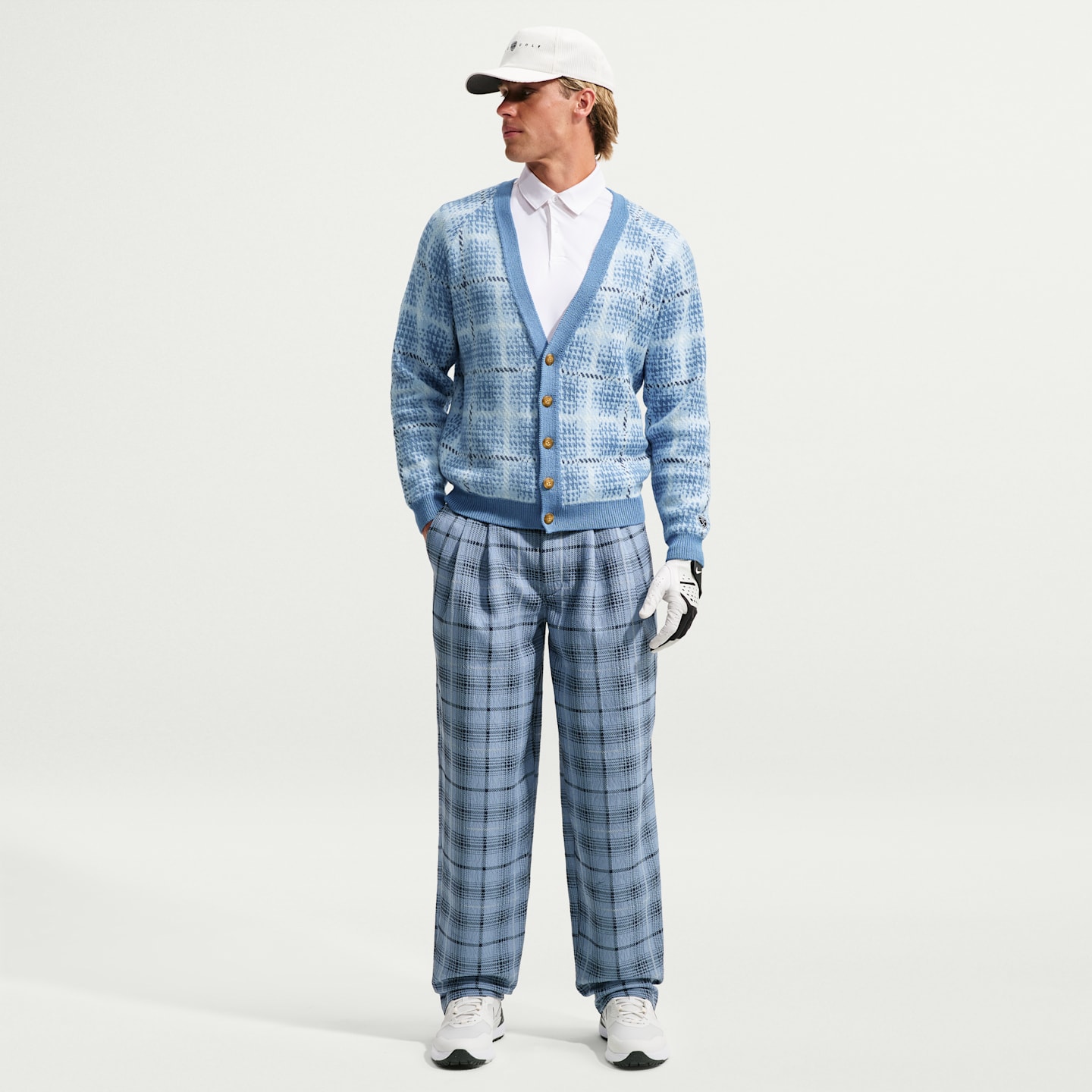Кардиган для гольфа Nike Tartan свободного кроя, цвет: Синий — фото 4