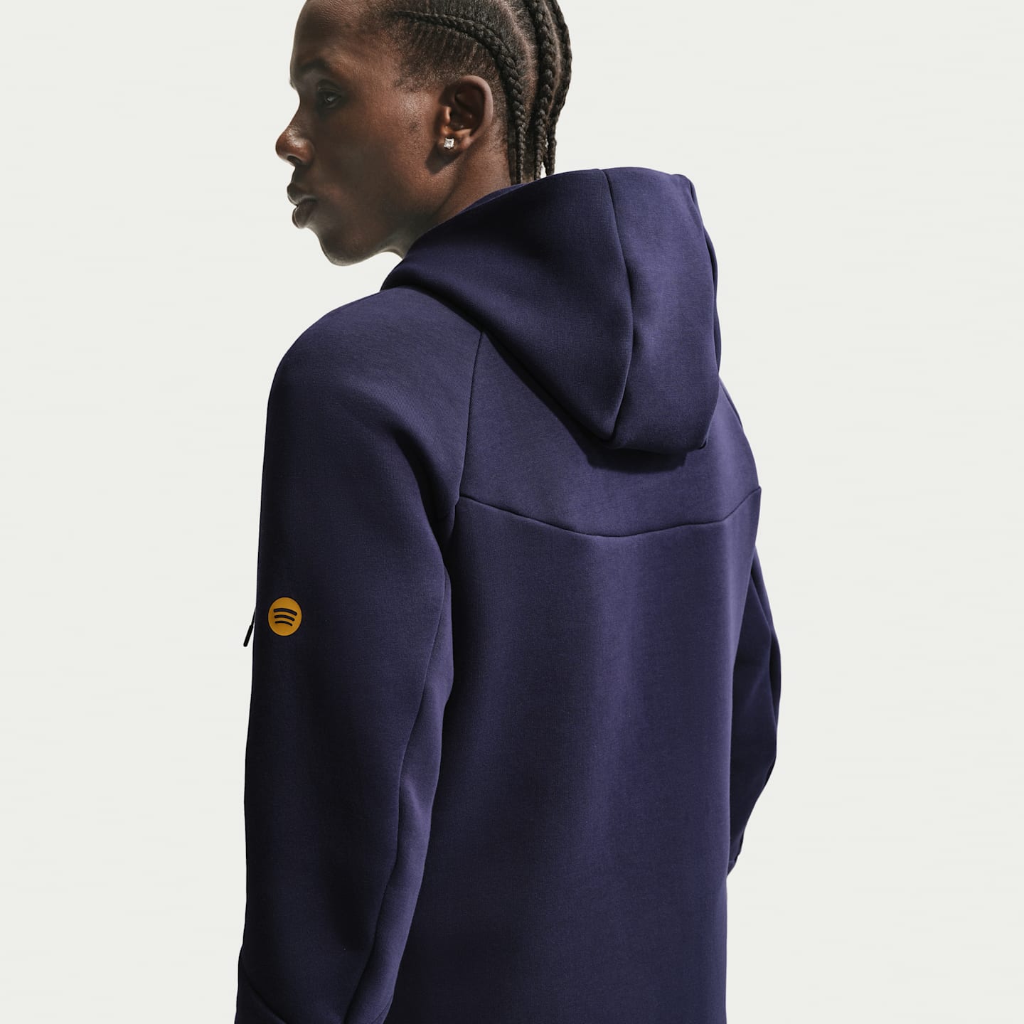 Мужское футбольное худи на молнии Nike FC Barcelona Tech Fleece Windrunner, цвет: Синий / Минеральный жёлтый — фото 2