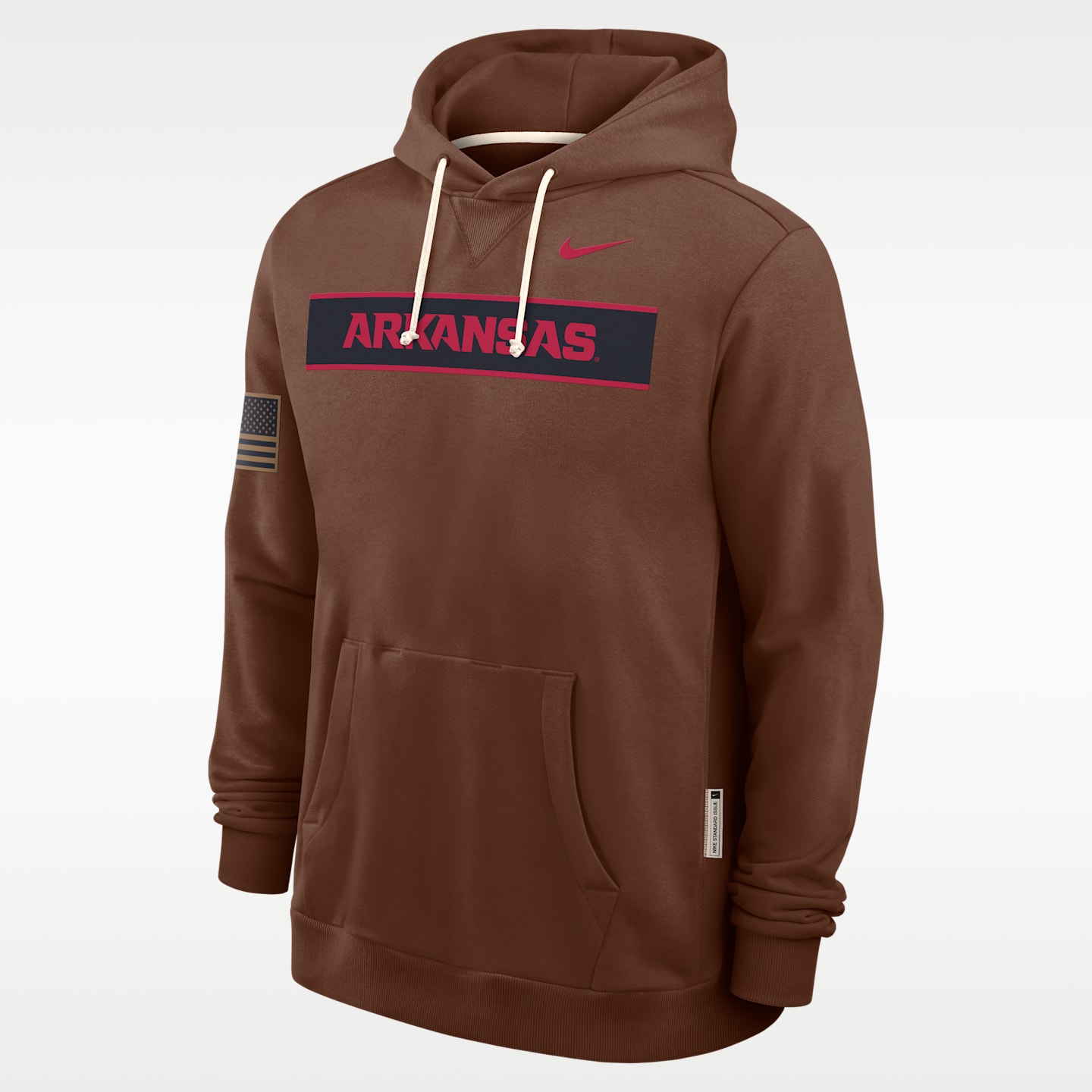 Мужской топ Nike Arkansas 2026 Military Appreciation Dri-FIT College Long-Sleeve Hooded Top, цвет: Коричневый — фото 1