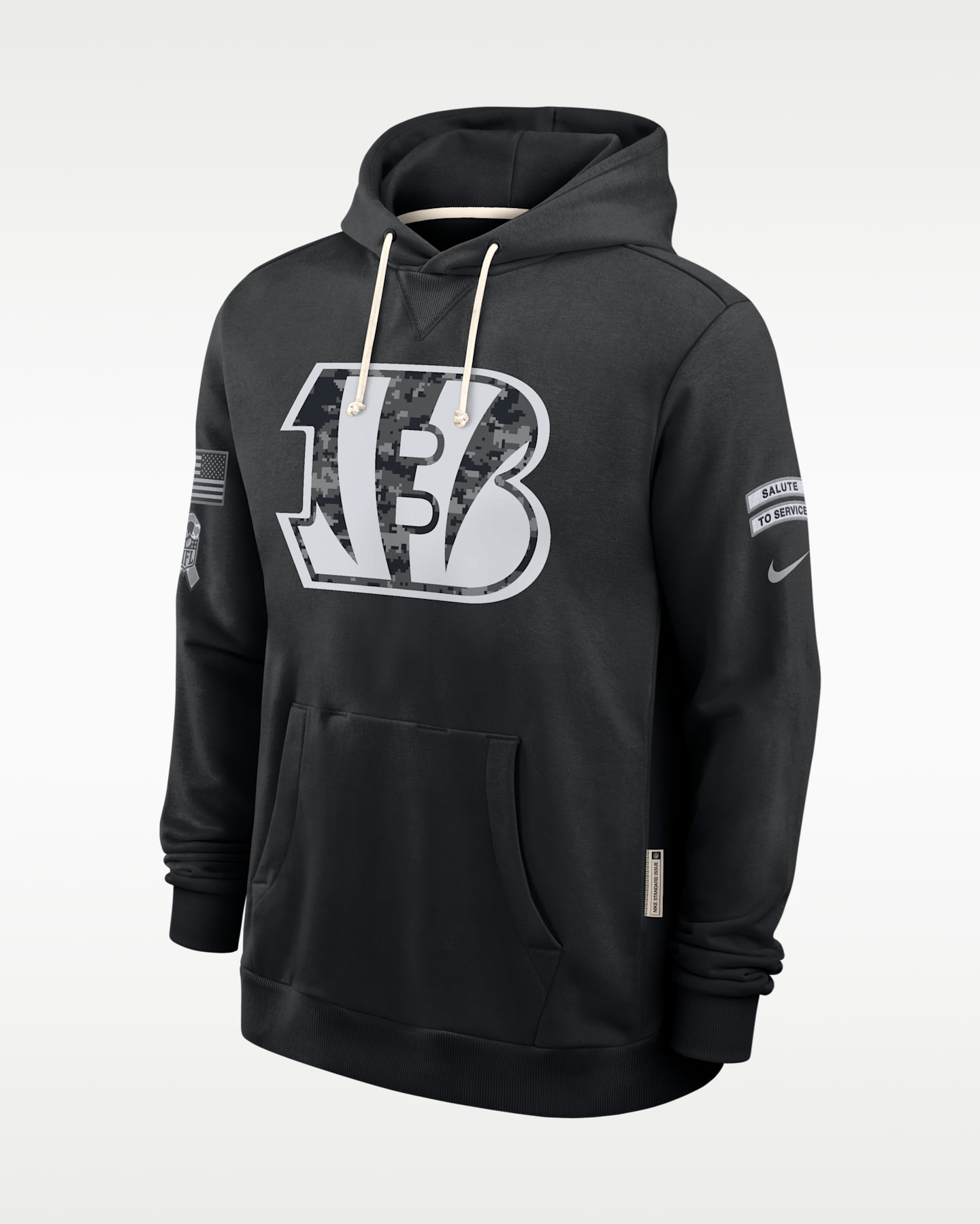 Мужское худи Nike Cincinnati Bengals Salute to Service Sideline Dri-FIT NFL Pullover, цвет: Чёрный — фото 3