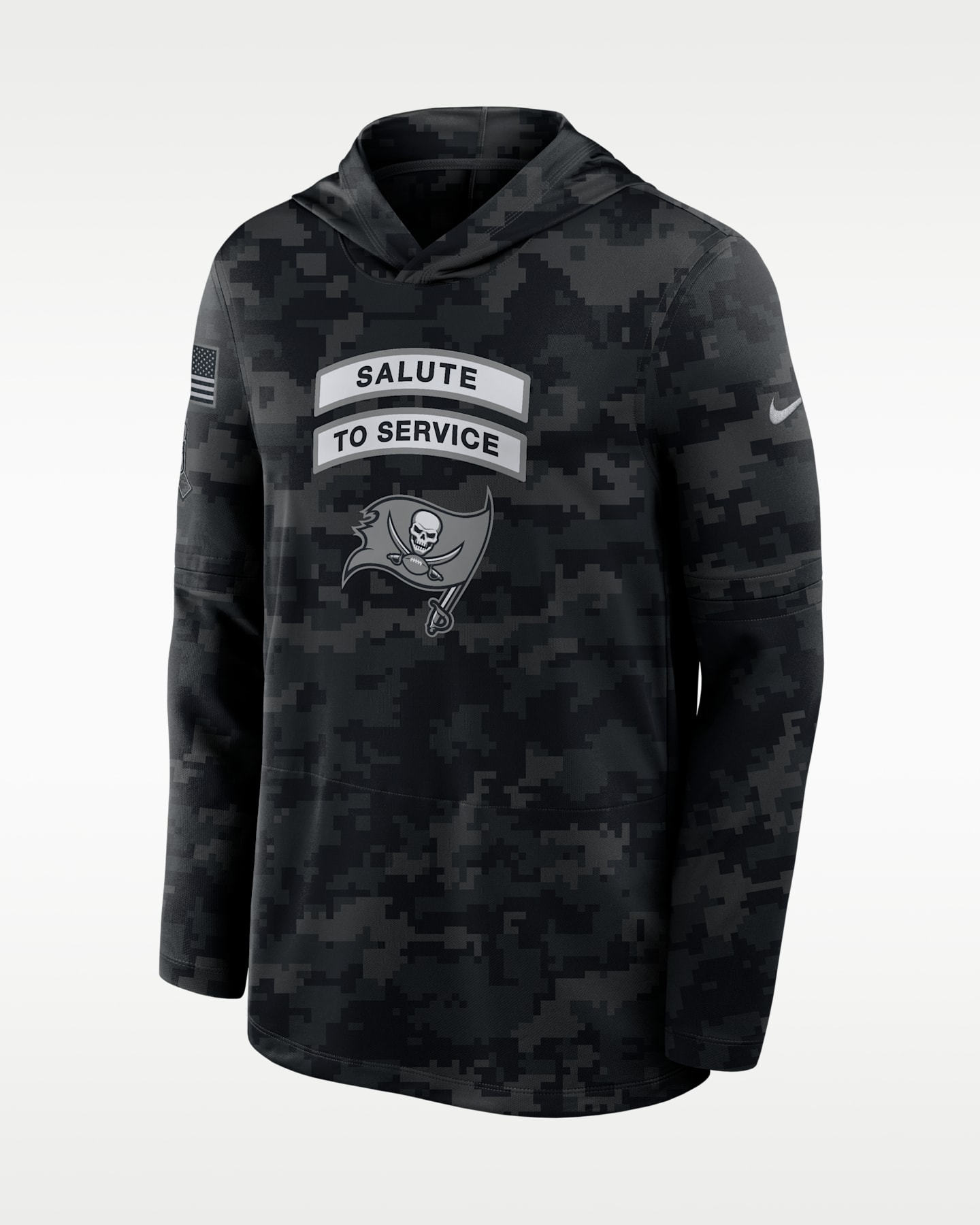 Мужской лонгслив с капюшоном Nike Tampa Bay Buccaneers Salute to Service Sideline Dri-FIT, цвет: Чёрный — фото 3