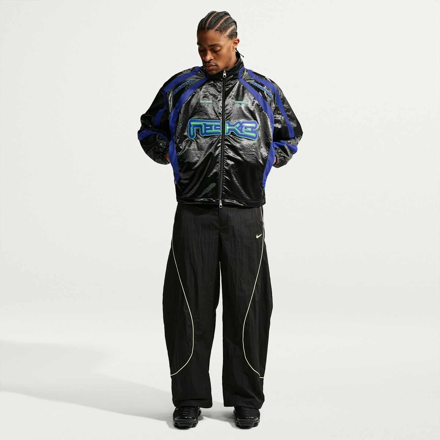 Мужская тканая спортивная куртка Nike Project F.R.O.G. Flow, цвет: Чёрный / Королевский синий — фото 4