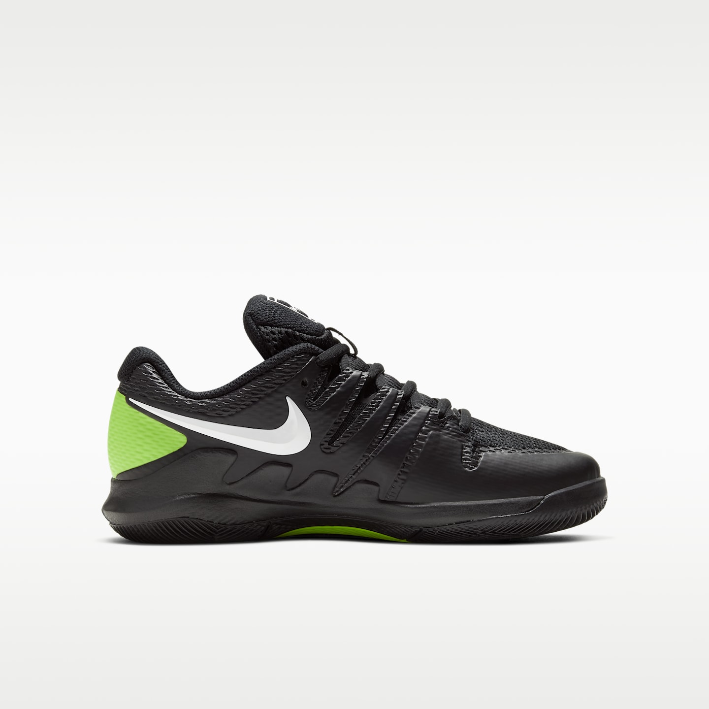 Детские кроссовки Nike NikeCourt Jr. Vapor X Tennis Shoes, цвет: Чёрный / Кислотно-жёлтый — фото 3