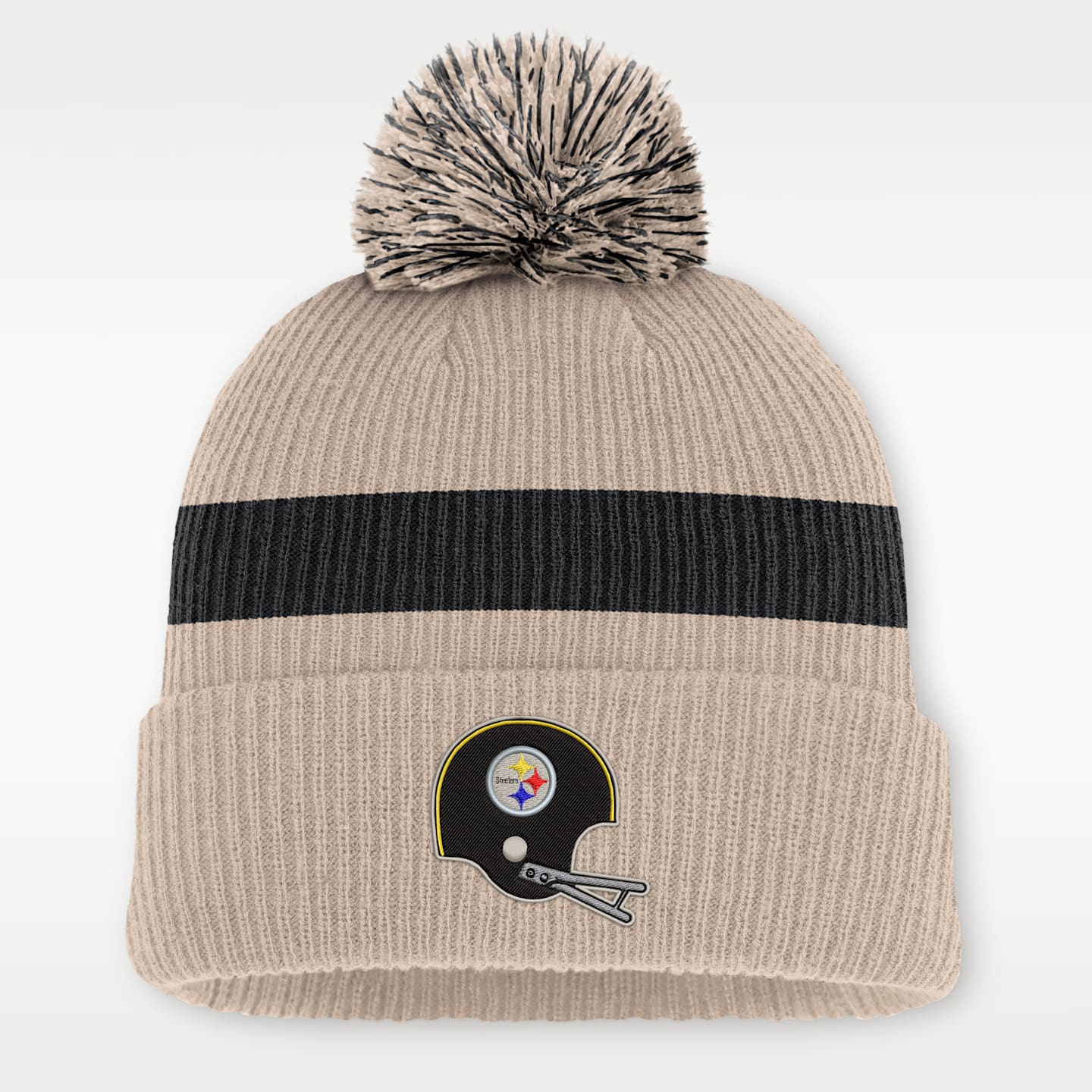 Мужская шапка-бини с помпоном Nike Pittsburgh Steelers Rewind Peak NFL, цвет: Песочный — фото 1