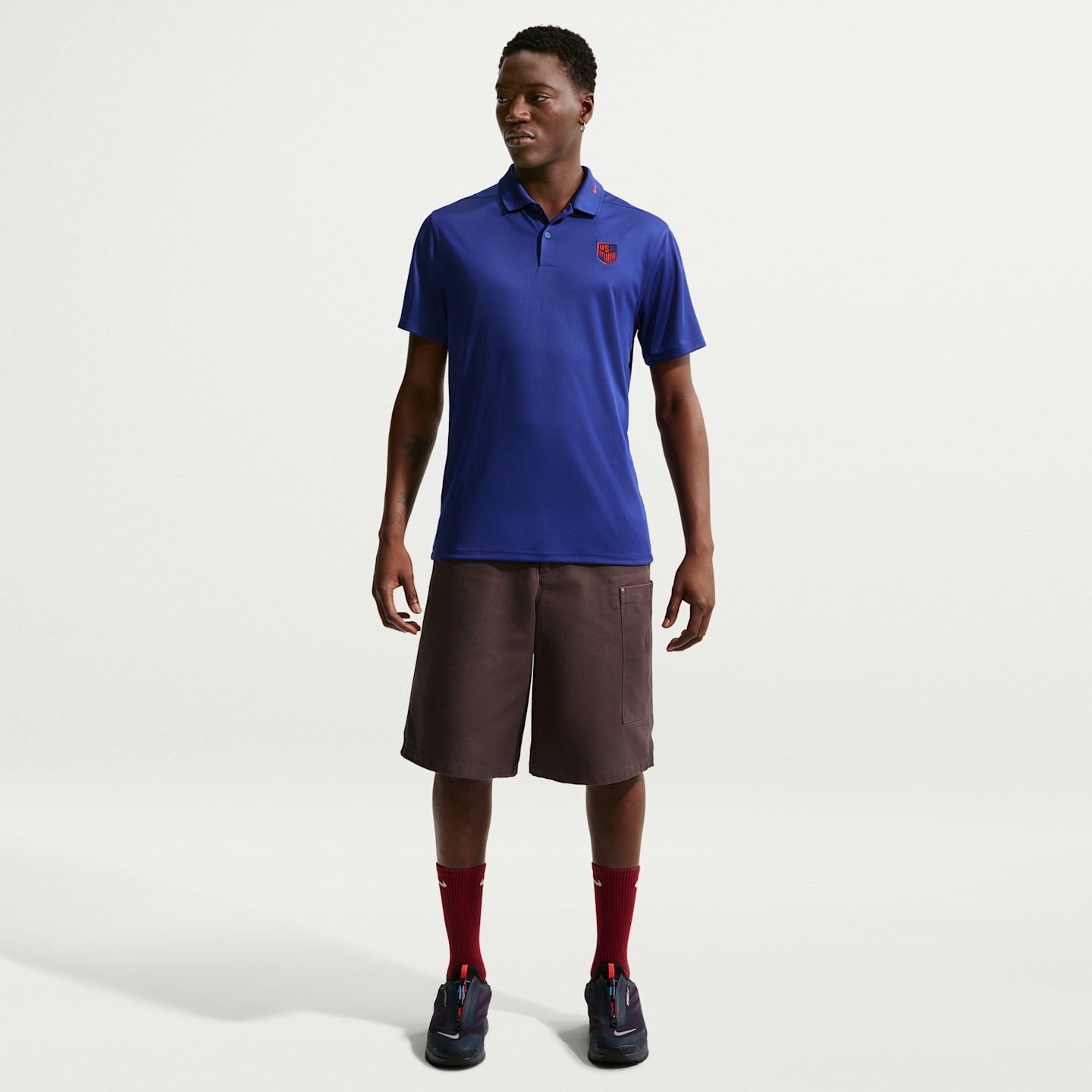 Мужские поло Usmnt Victory Nike Dri-FIT Soccer Polo, цвет: Королевский синий / Красный — фото 4